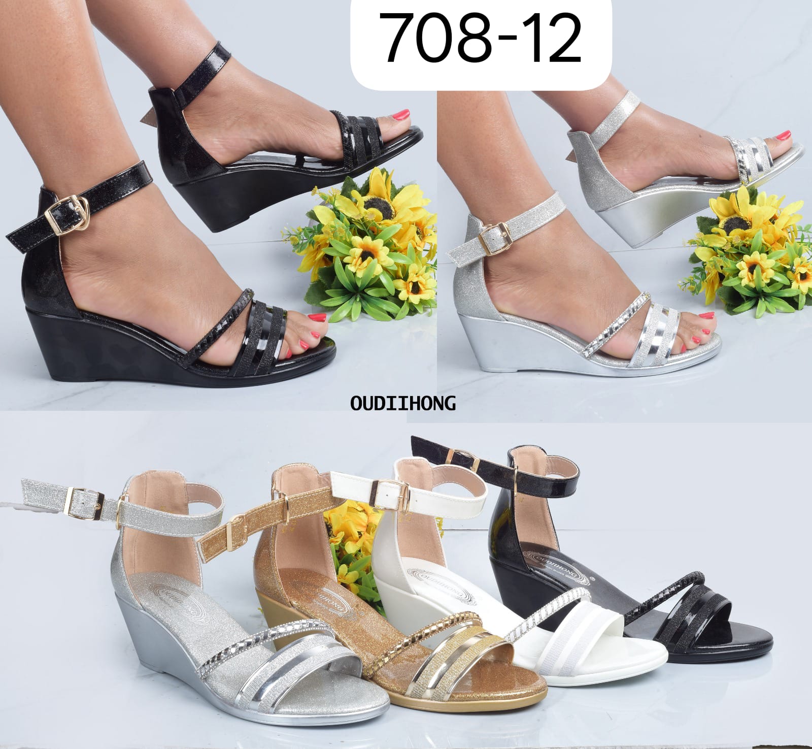 Luxury Women’s Platform Wedge Heel Sandals – Stylish Open Toe Ankle Strap Comfort Shoes (Sizes 37–42)