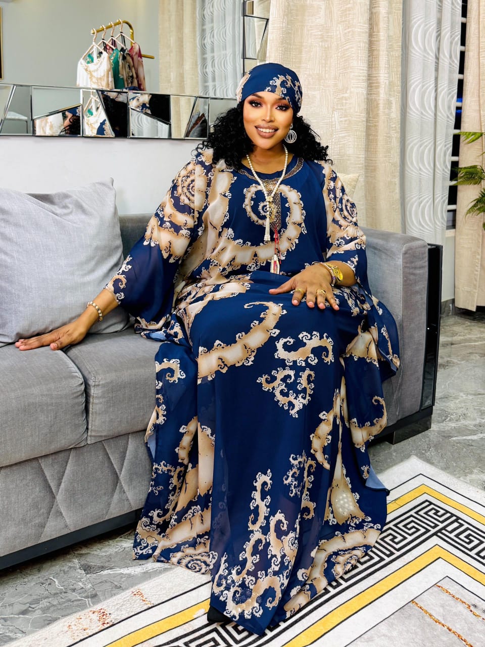 Elegant Women’s Kaftan Dress – Flowy, Comfortable & Stylish Free-Size Outfit