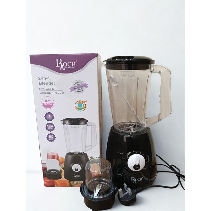 Roch 2 in 1 Blender Grinder – Powerful Electric Blender with Dry Grinder Jar for Smoothies, Spices, Nuts & Everyday Kitchen Food Preparation