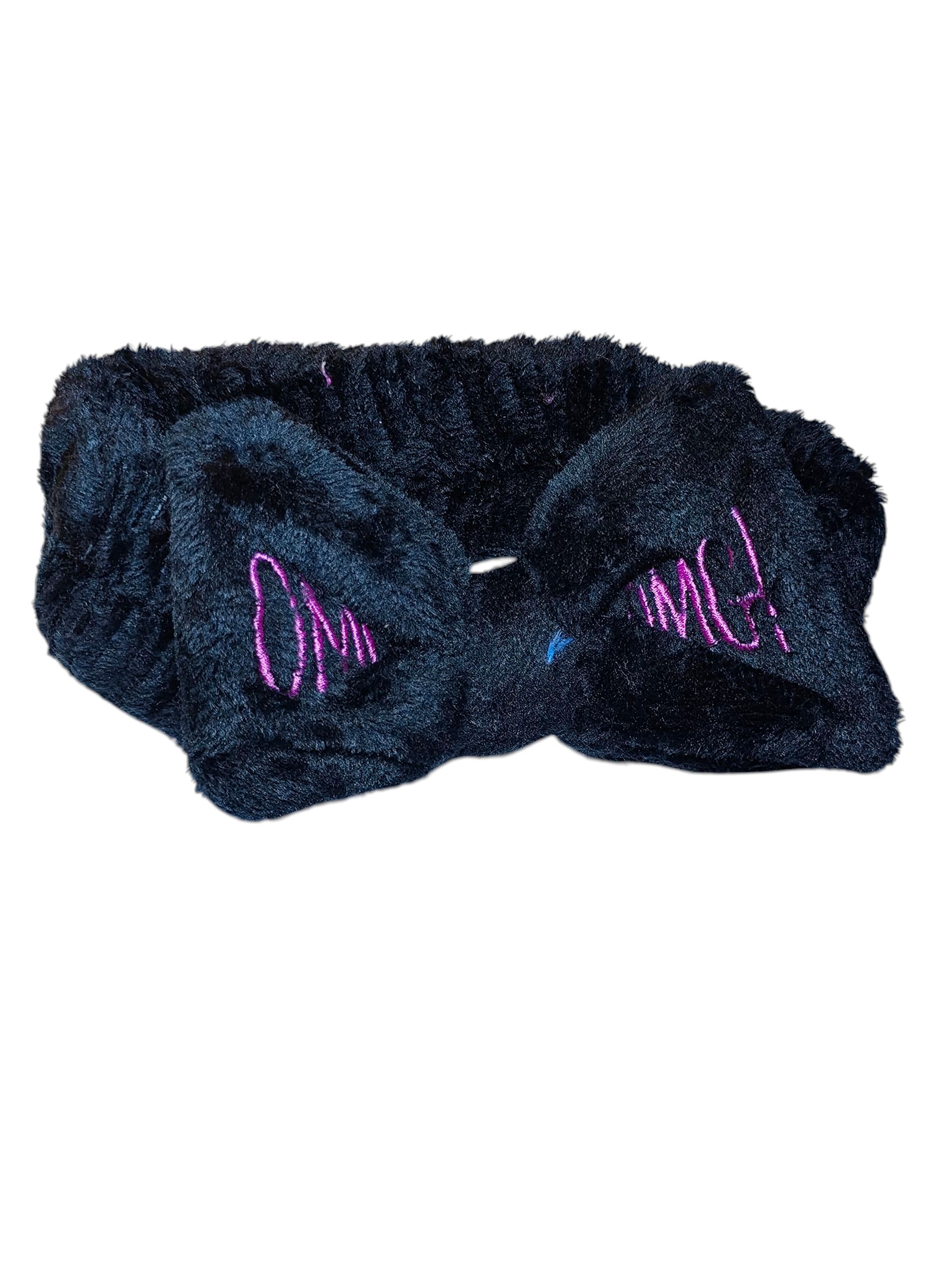 OMG Stretchy Velvet Bow Makeup Headband – Soft Spa Facial Hairband for Skincare, Cleansing, Face Wash & Beauty Prep