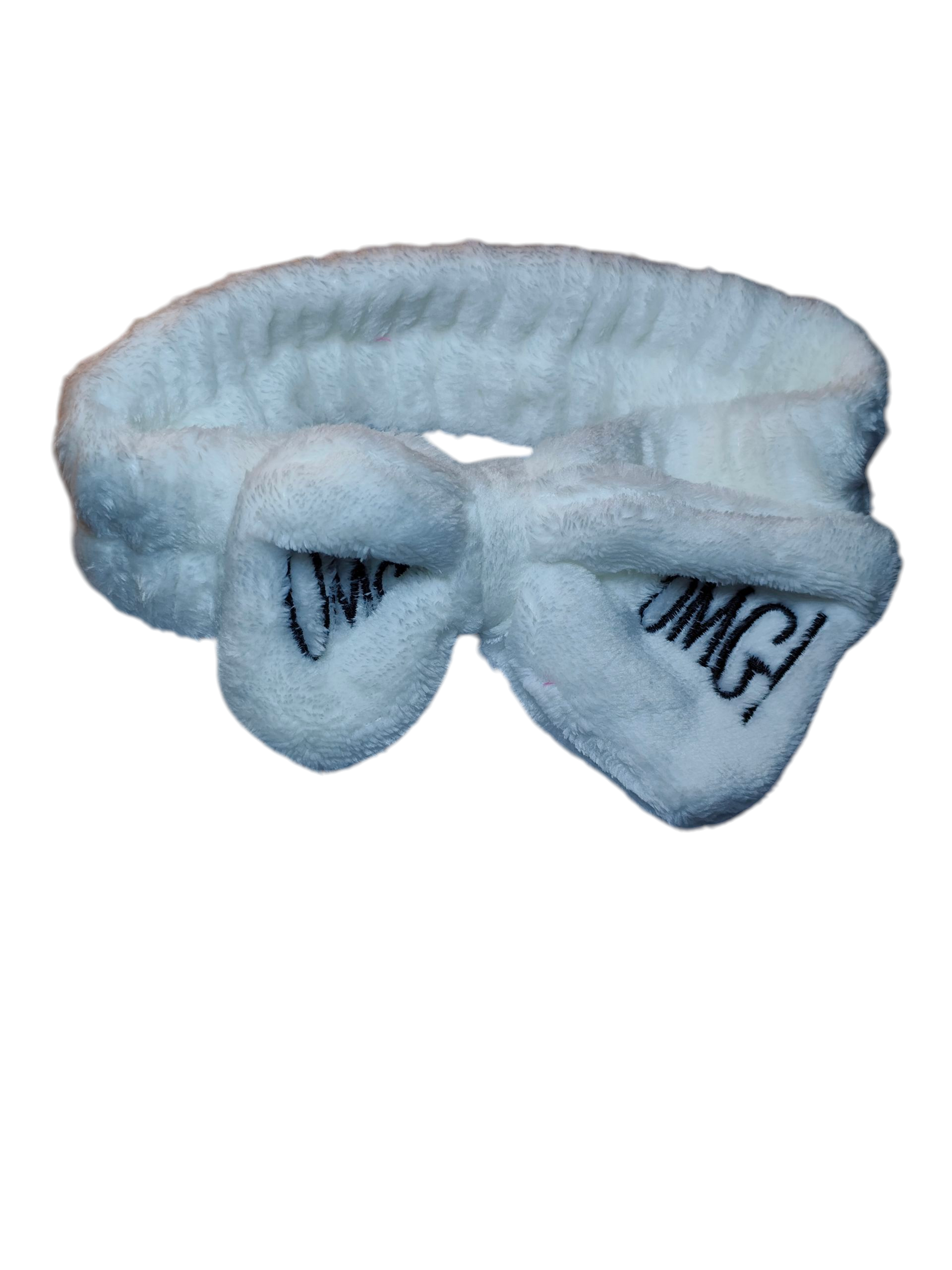 OMG Stretchy Velvet Bow Makeup Headband – Soft Spa Facial Hairband for Skincare, Cleansing, Face Wash & Beauty Prep