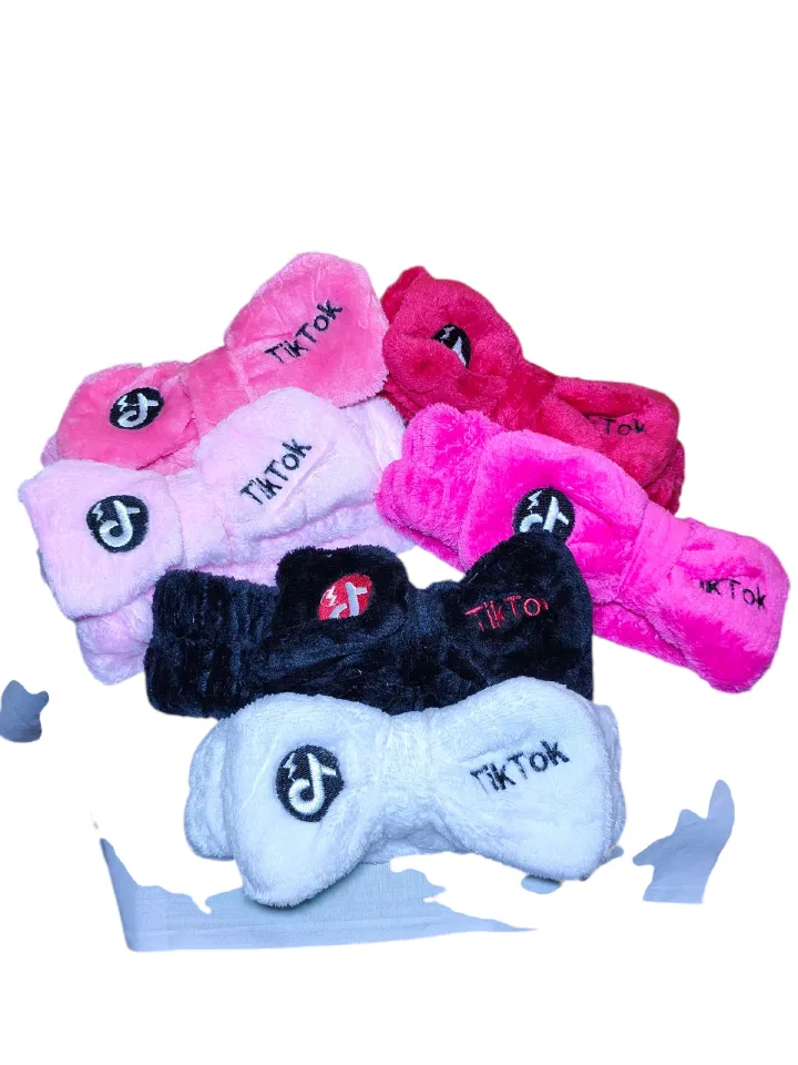 Tiktok Stretchy Velvet Bow Headband – Soft, comfy spa-style hairband for skincare, cleansing, face wash & beauty prep. Keeps hair back while pampering your skin.