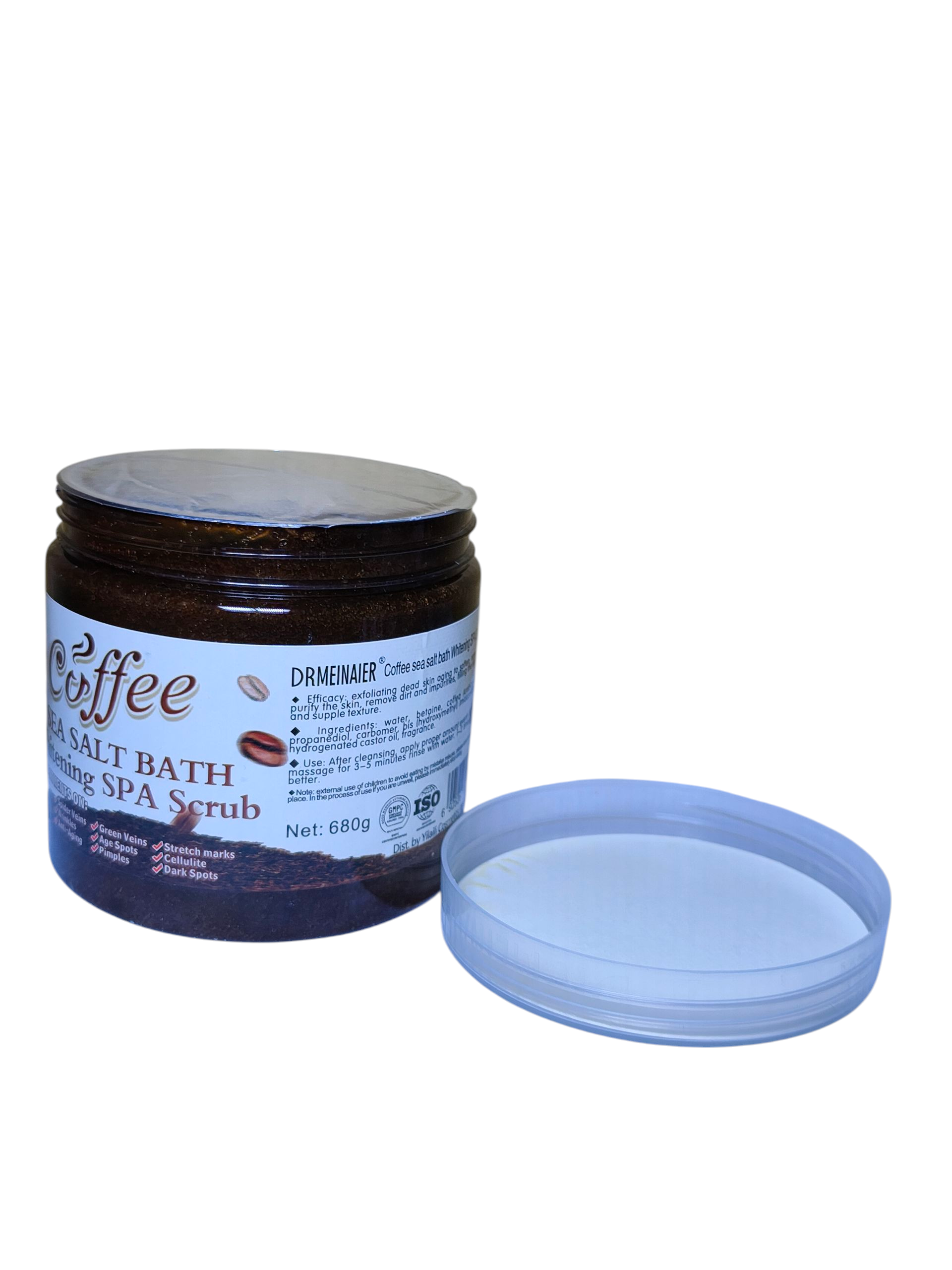 Dr. Meinaier Coffee Scrub 680g – Natural Exfoliating Body Scrub with Sea Salt, Cellulite & Stretch Mark Remover, Skin Brightening, Anti-Aging, Moisturizing Spa Treatment for Smooth Radiant Glow