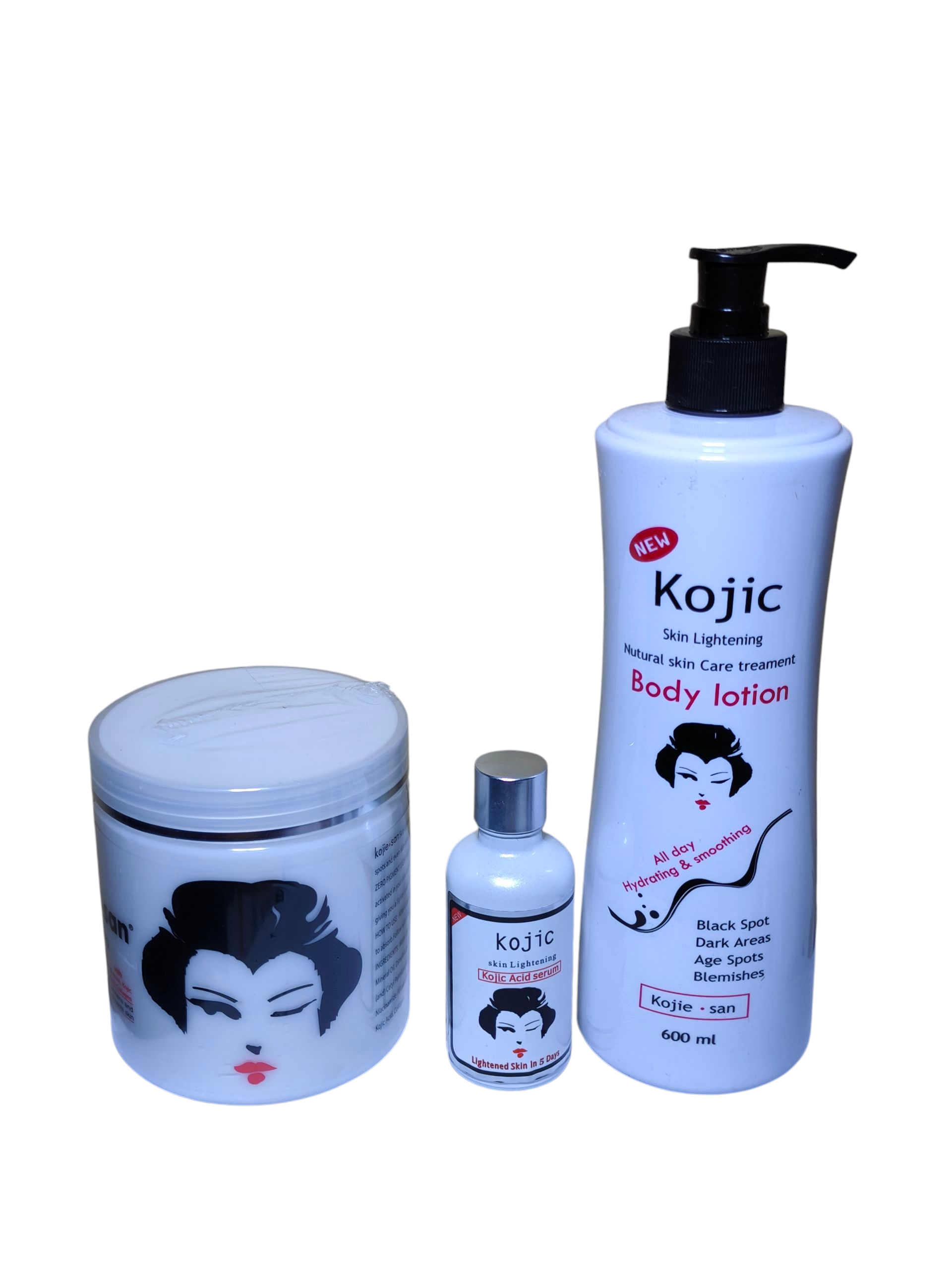 3 in 1 Kojic Skin Care Glow Kit – Kojic Acid Serum 50ml, Kojic Lotion 600ml & Kojic Cream 600g for Skin Brightening, Dark Spot Removal, Hyperpigmentation Treatment, Whitening & Radiant Glow