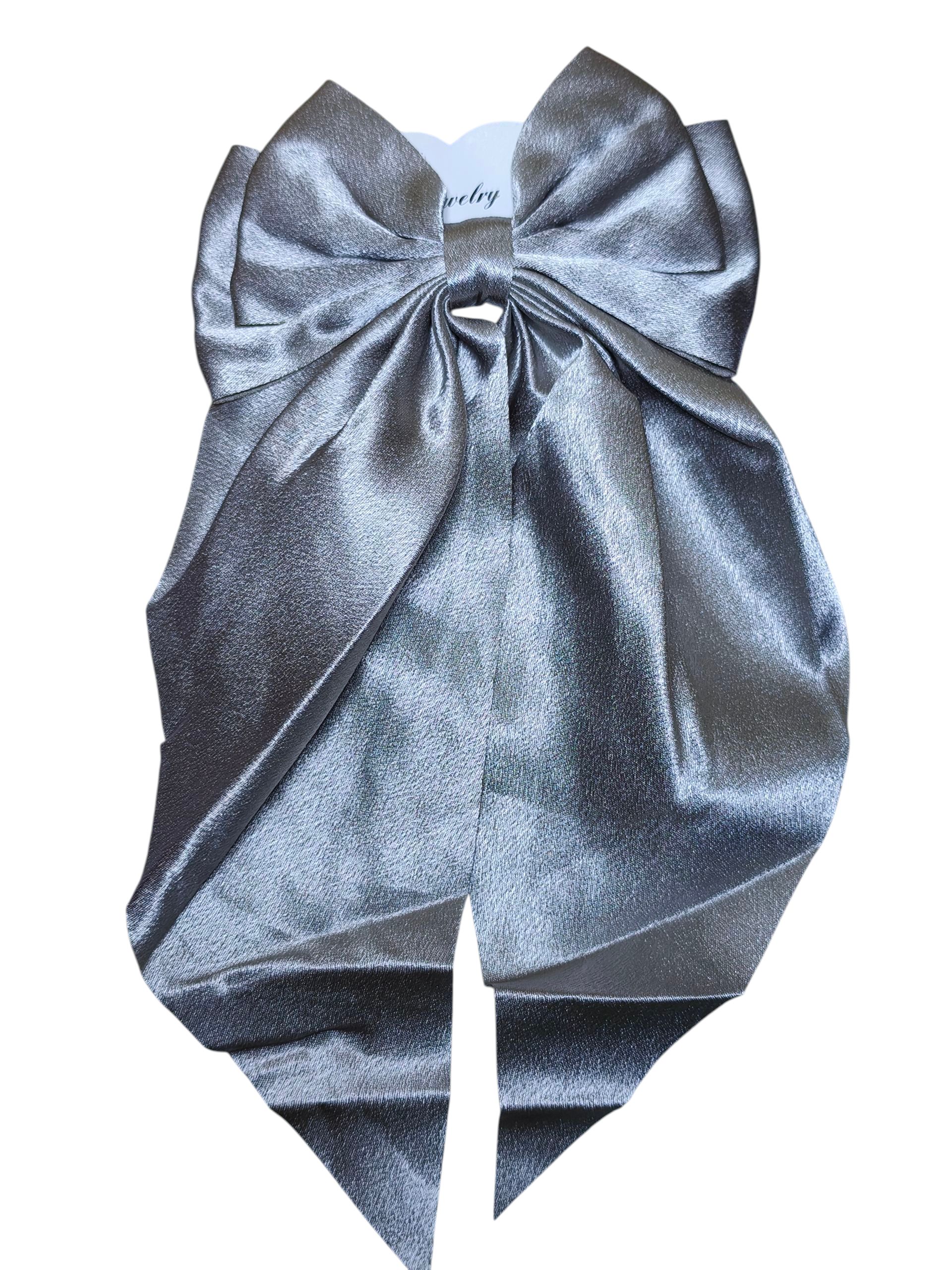 Silky Satin Hair Bow Clip – Large Elegant Ribbon Barrette for Women, Girls, Bridesmaids, Formal Hairstyles, Wedding Accessories, Cute Hair Styling Gift, Fashion Hair Clip for Thick or Fine Hair
