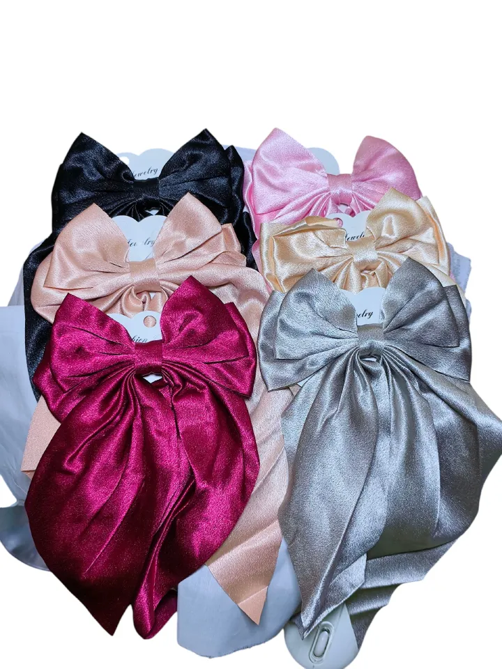 Silky Satin Hair Bow Clip – Large Elegant Ribbon Barrette for Women, Girls, Bridesmaids, Formal Hairstyles, Wedding Accessories, Cute Hair Styling Gift, Fashion Hair Clip for Thick or Fine Hair