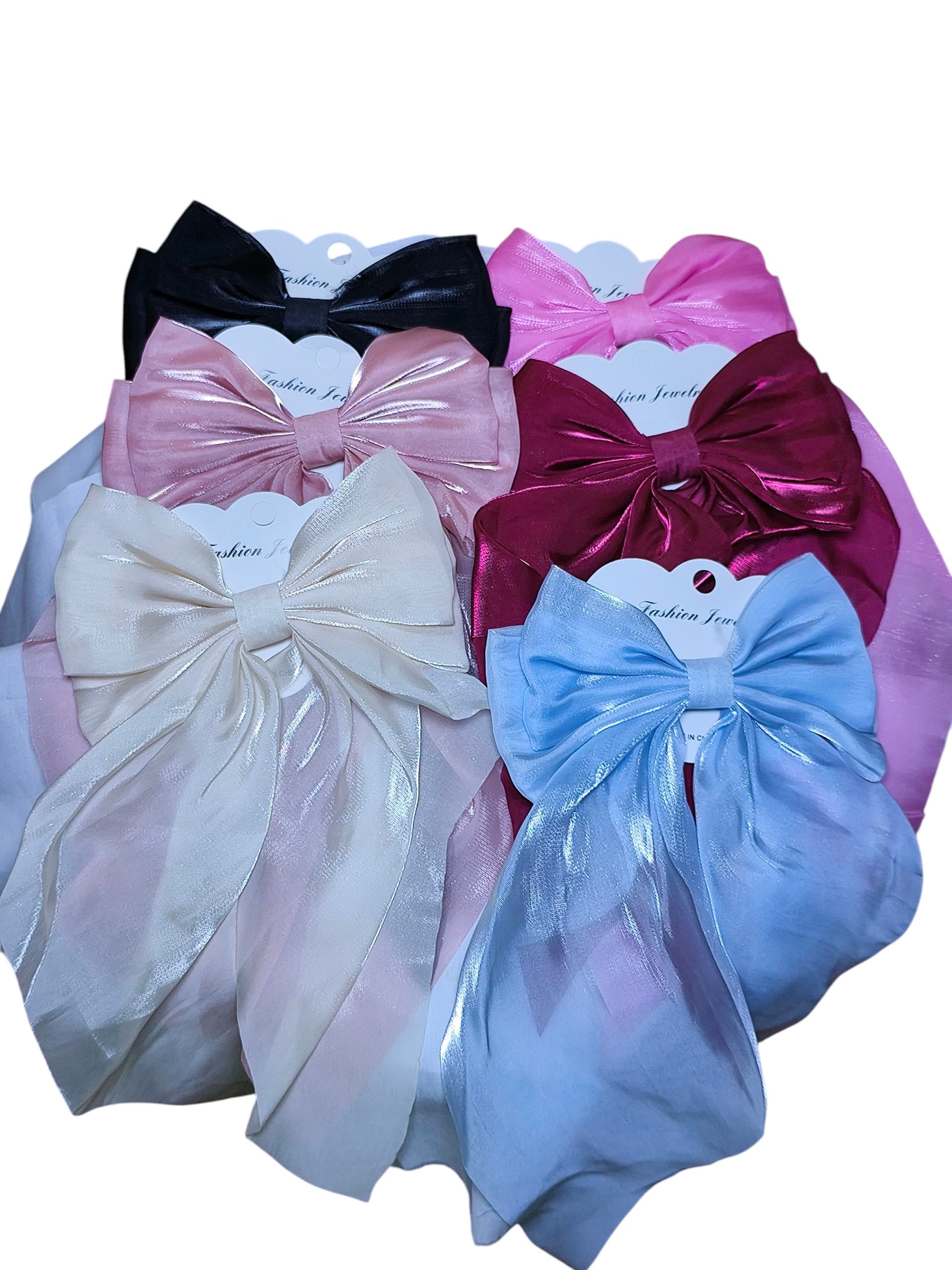 Silky Satin Hair Bow Clip – Large Elegant Ribbon Barrette for Women, Girls, Bridesmaids, Formal Hairstyles, Wedding Accessories, Cute Hair Styling Gift, Fashion Hair Clip for Thick or Fine Hair