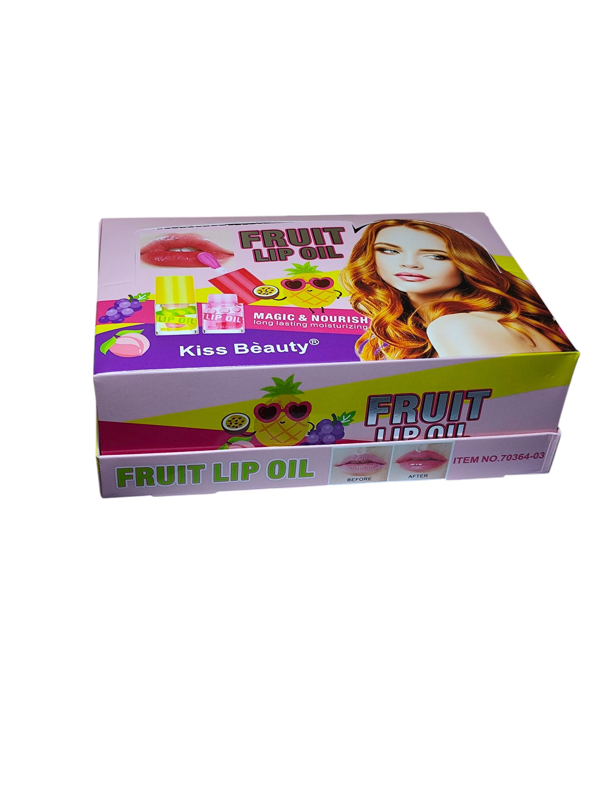Kiss Beauty Magic Fruit Lip Oil – Moisturizing Lip Primer & Overnight Sleeping Mask for Dry Lips, Anti-Aging Lip Care to Reduce Lines, Hydrating Non-Greasy Gloss for Smooth, Soft, Plump Lips