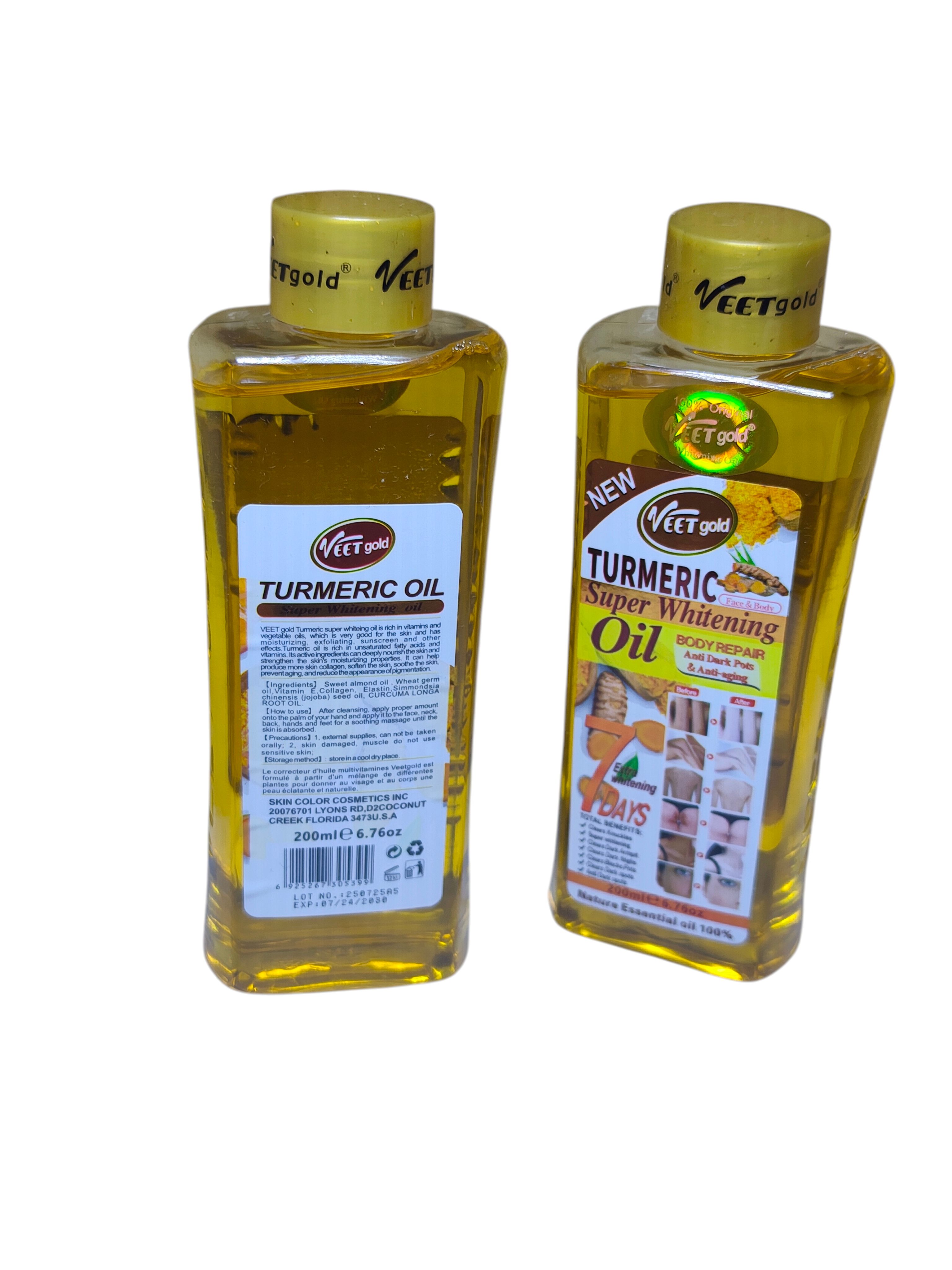 VEETgold Turmeric Super Whitening Oil – Skin Brightening & Nourishing Body Serum for Dark Spots, Stretch Marks, Knuckles, Armpits & Thighs – Anti-Aging, Fast Repair, 7-Day Visible Glow – 200ml