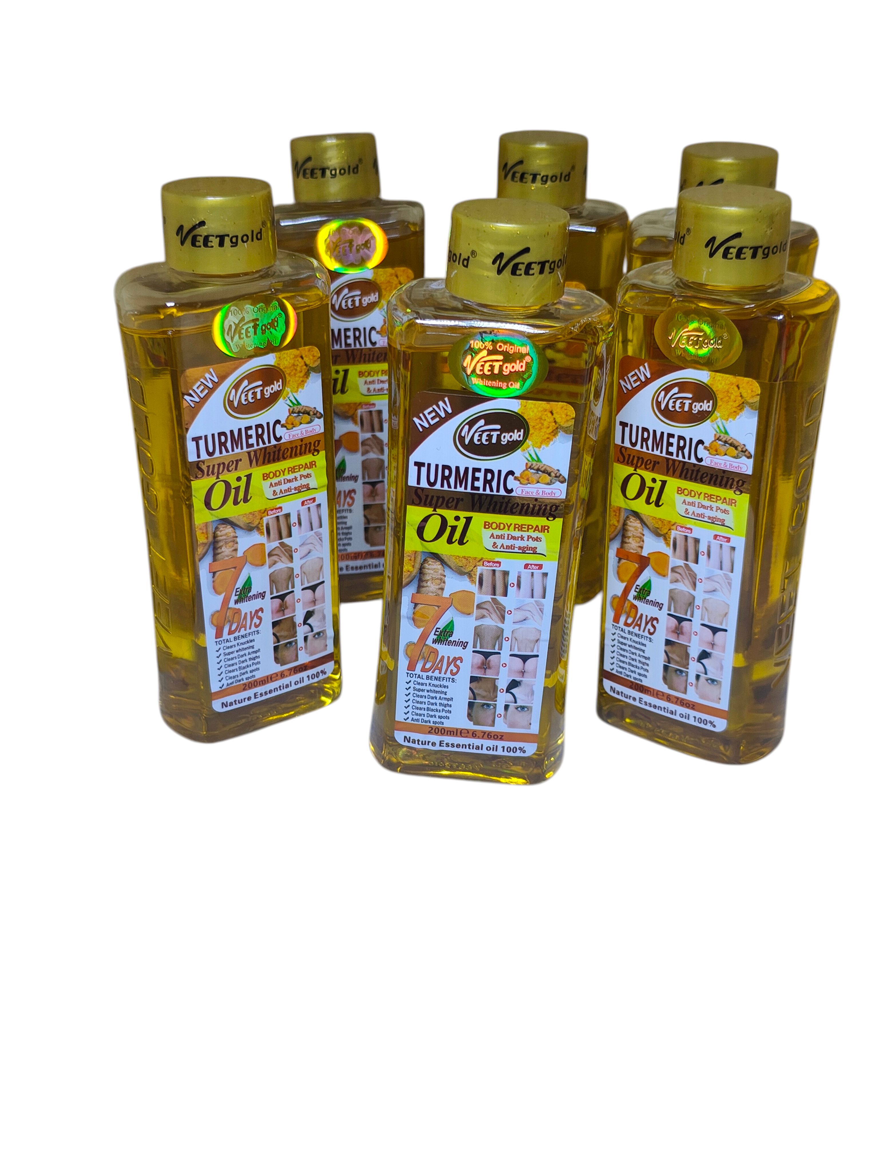 VEETgold Turmeric Super Whitening Oil – Skin Brightening & Nourishing Body Serum for Dark Spots, Stretch Marks, Knuckles, Armpits & Thighs – Anti-Aging, Fast Repair, 7-Day Visible Glow – 200ml