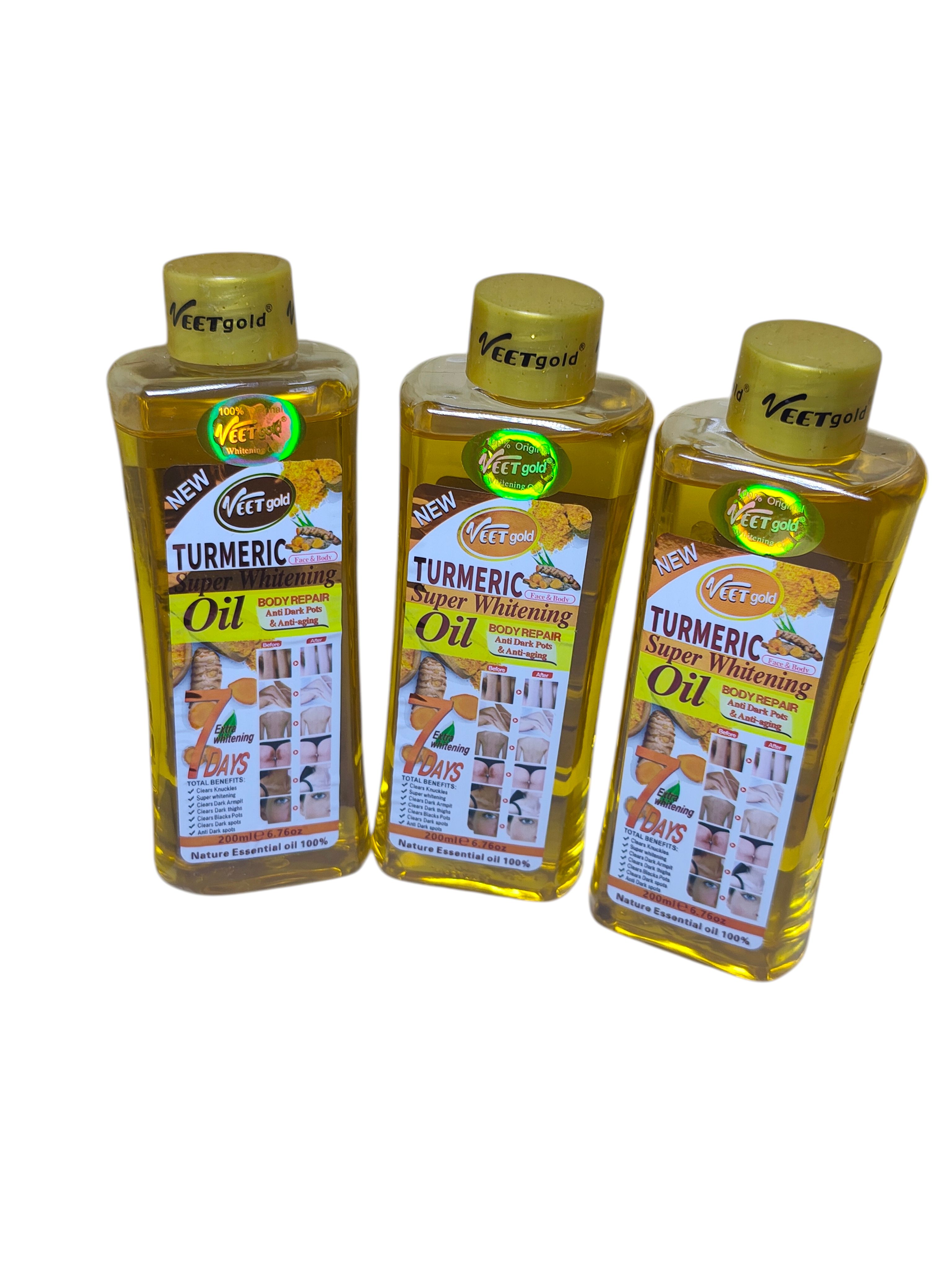 VEETgold Turmeric Super Whitening Oil – Skin Brightening & Nourishing Body Serum for Dark Spots, Stretch Marks, Knuckles, Armpits & Thighs – Anti-Aging, Fast Repair, 7-Day Visible Glow – 200ml