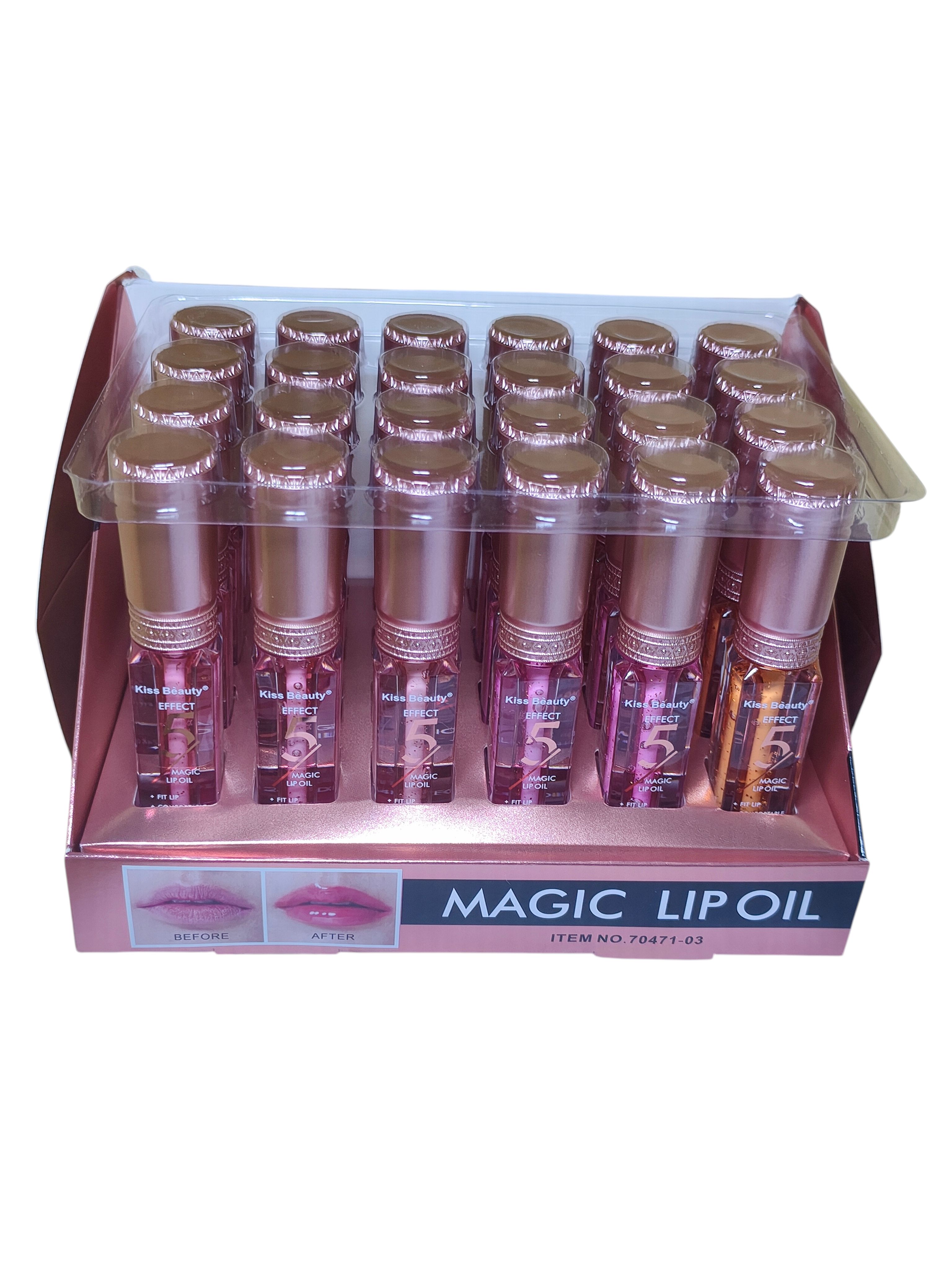 Kiss Beauty Magic Lip Gloss with Vitamin E, 24K Gold, Moisturizing Shine, Plumping Effect, Long-Lasting Hydration, Non-Sticky Glossy Finish, Lip Care Treatment for Dry, Cracked, Aging Lips