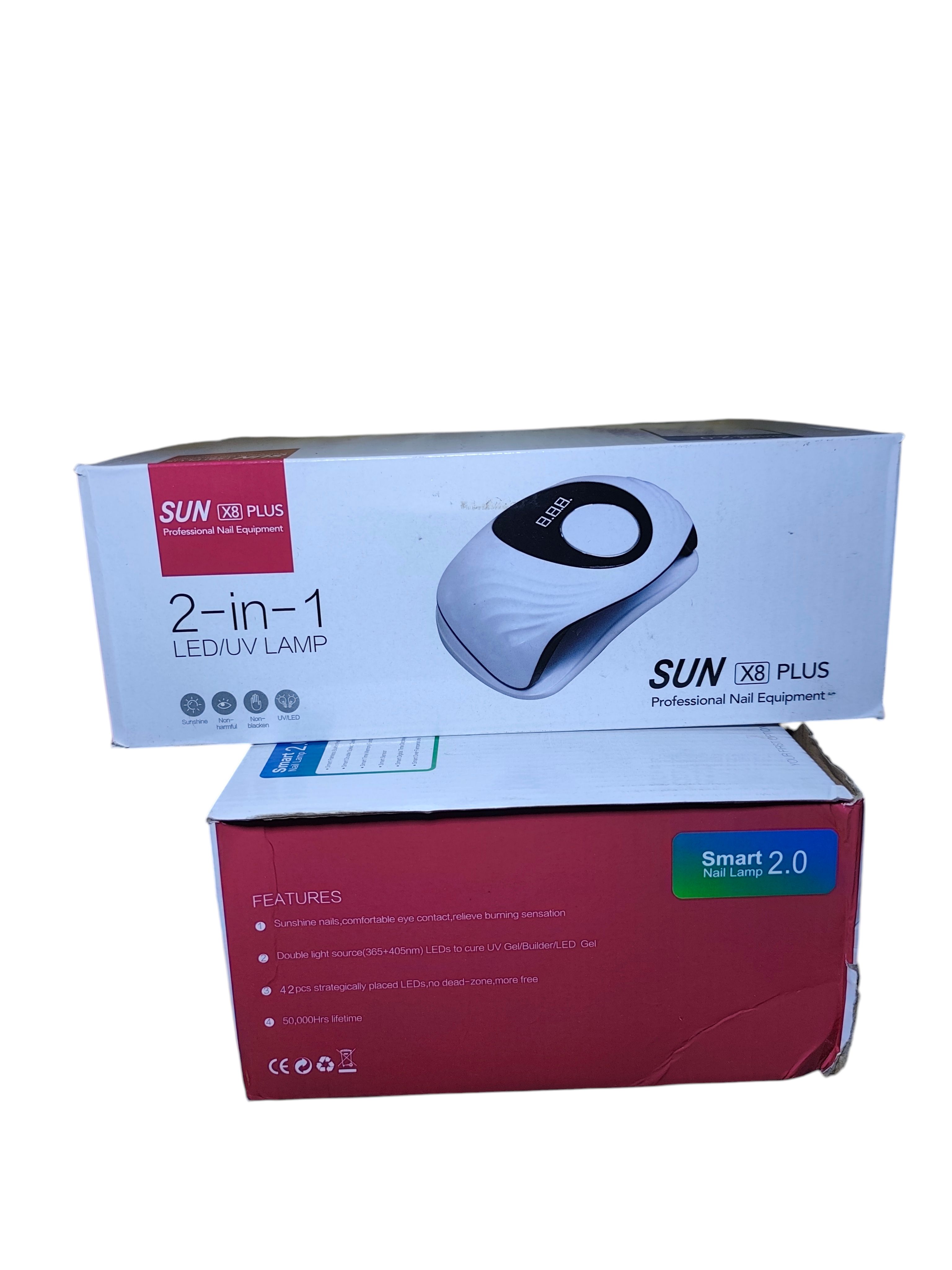 SUN X8 PLUS Smart 2.0 Professional LED/UV Nail Lamp with Digital Display, 42 Beads, 10s/30s/60s/99s Timer, Double Speed Curing, Smart Sensor & Over‑Temperature Protection, Salon &Home Gel Polish Dryer