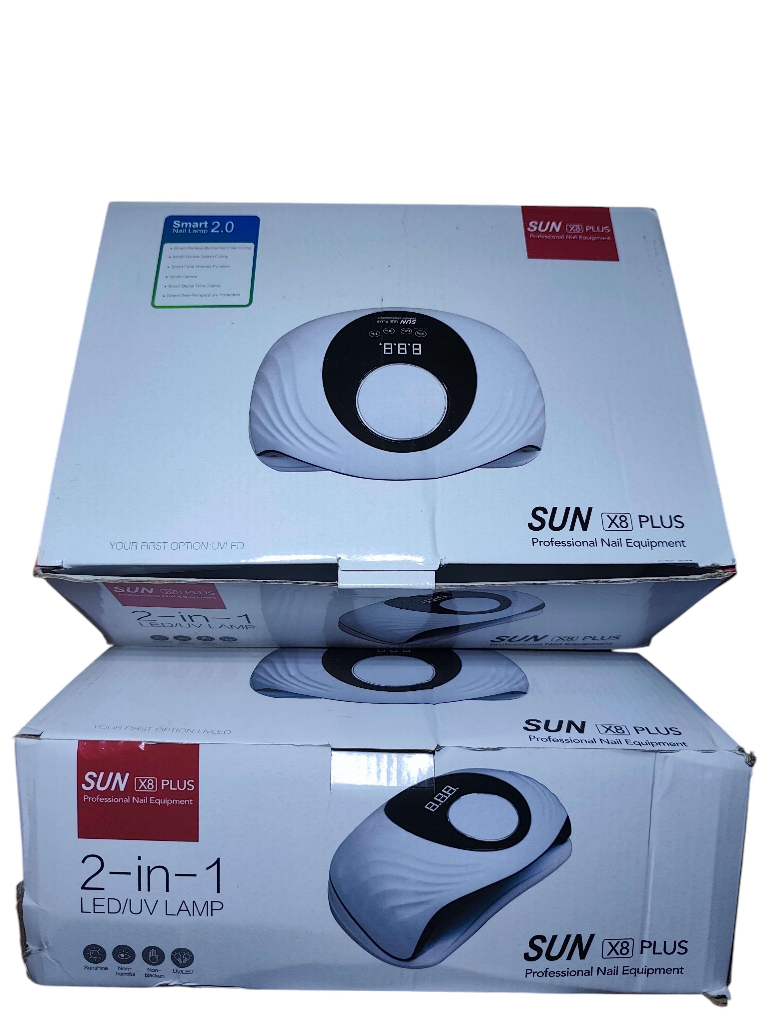 SUN X8 PLUS Smart 2.0 Professional LED/UV Nail Lamp with Digital Display, 42 Beads, 10s/30s/60s/99s Timer, Double Speed Curing, Smart Sensor & Over‑Temperature Protection, Salon &Home Gel Polish Dryer