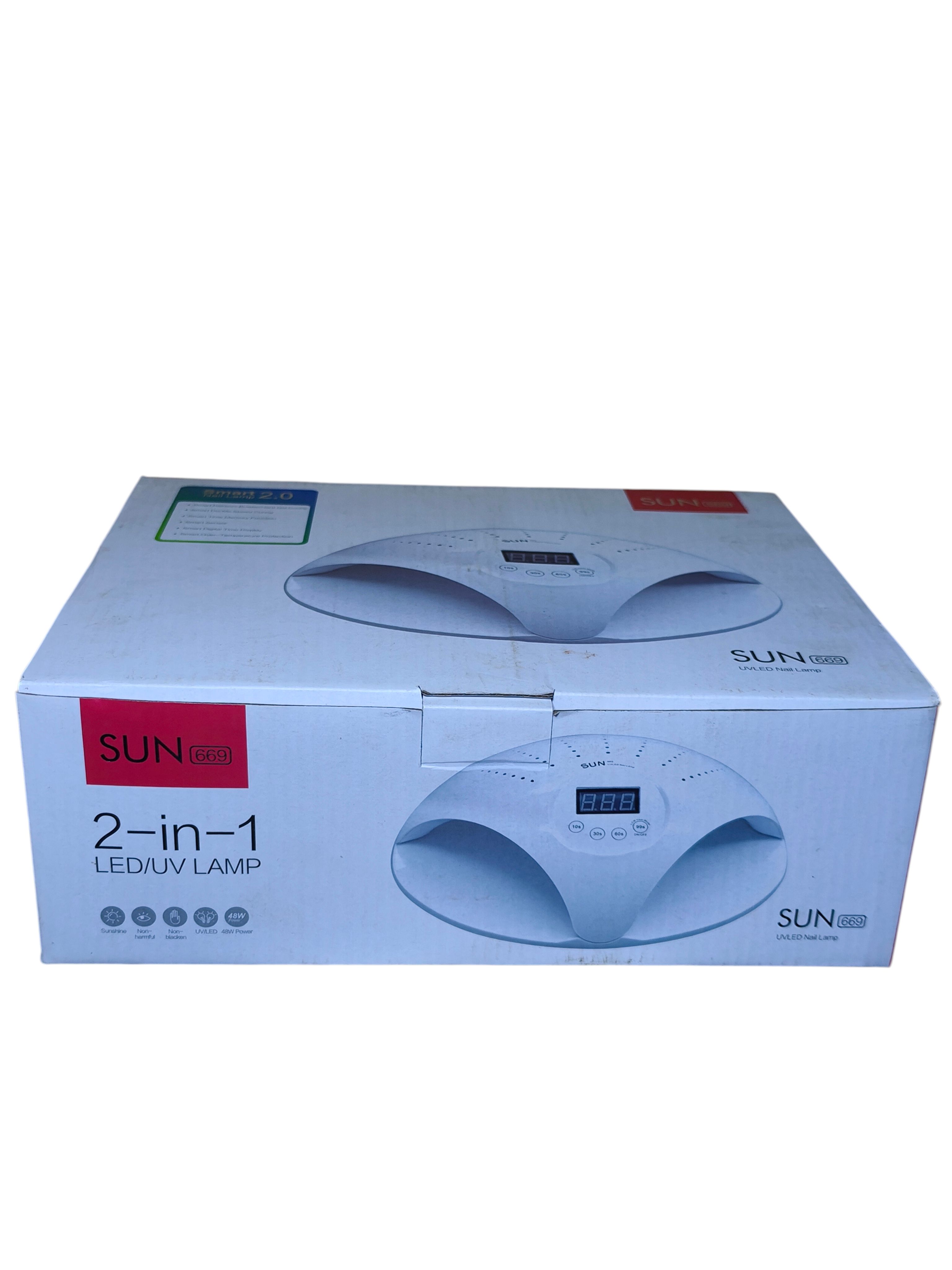 SUN 669 48W Smart 2‑in‑1 LED/UV Nail Lamp with Digital Display, 10s/30s/60s/99s Timer, Dual Light Source, Smart Sensor, Low Heat Mode, Fast Gel Polish Dryer for Hands & Feet, Salon & Home Use