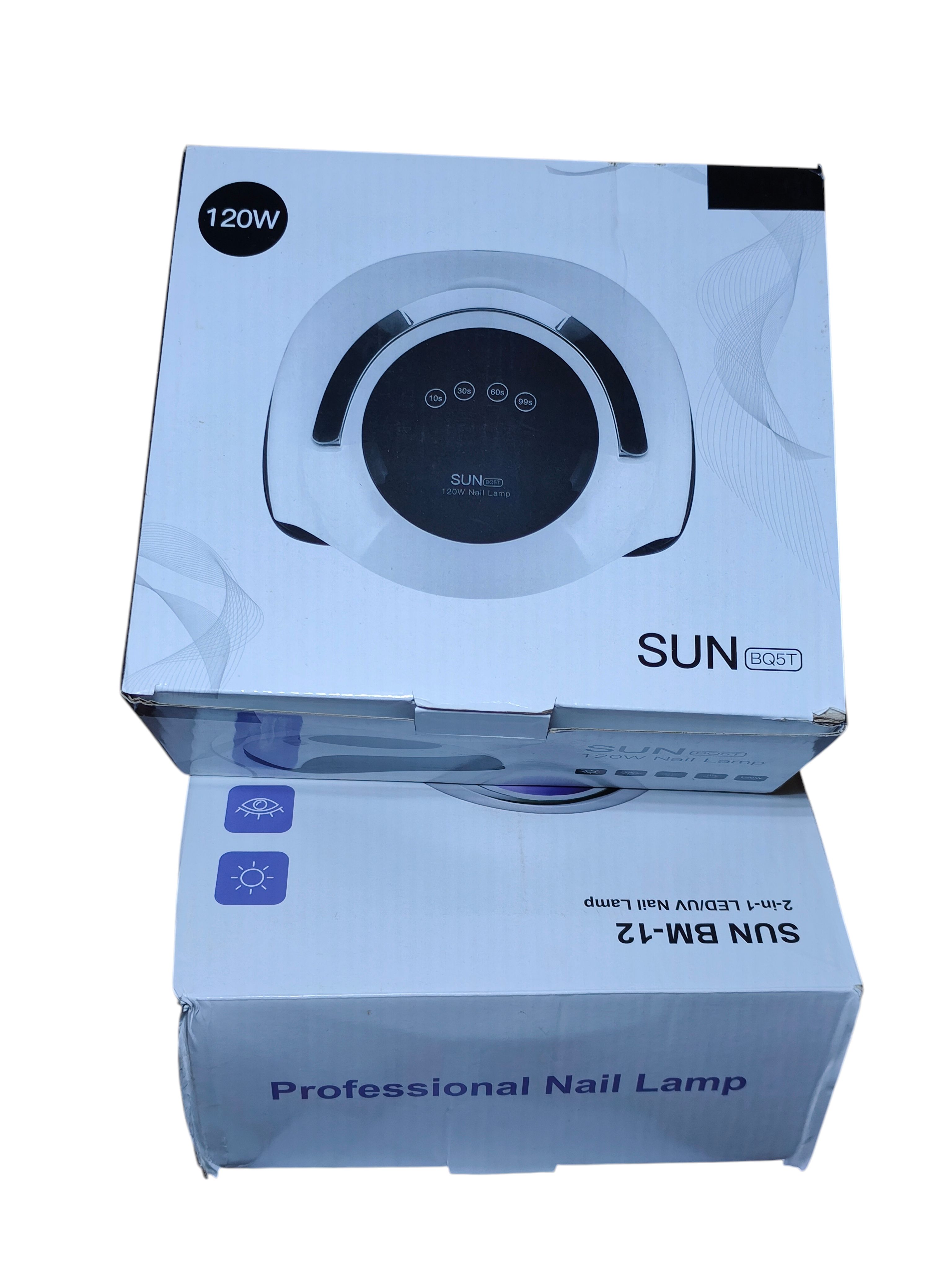 SUN BQ5T / SUN BM‑12 120W Professional 2‑in‑1 LED/UV Nail Lamp with Digital Display, 10s/30s/60s/99s Timer, Dual Light Source, Smart Sensor, Fast Gel Polish Dryer for Hands & Feet, Salon & Home Use