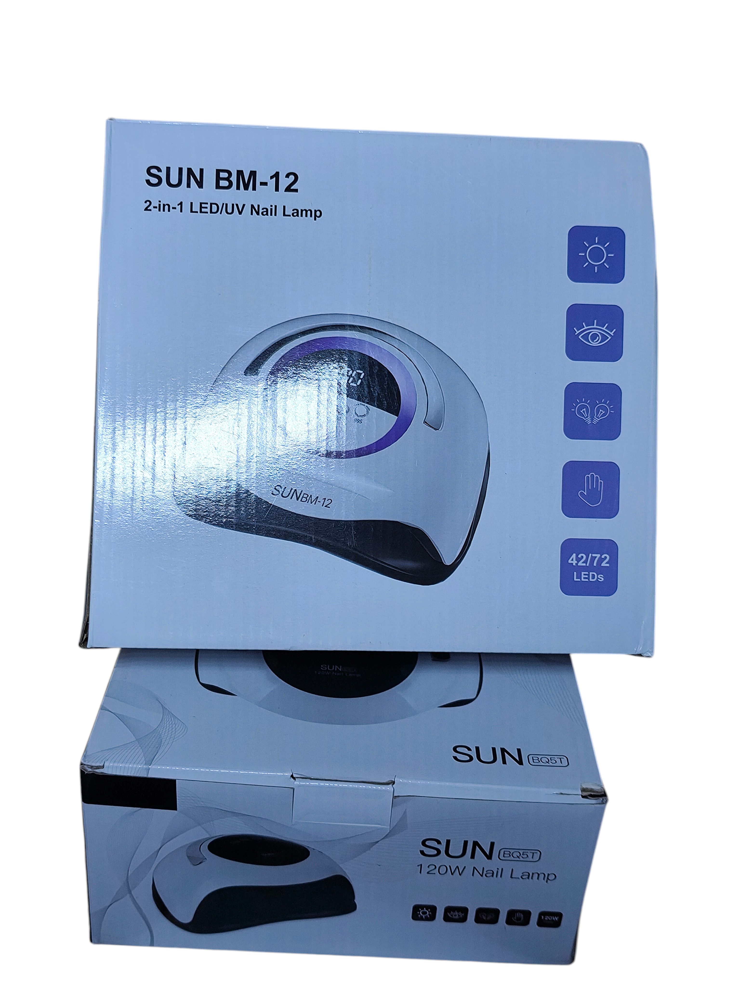 SUN BQ5T / SUN BM‑12 120W Professional 2‑in‑1 LED/UV Nail Lamp with Digital Display, 10s/30s/60s/99s Timer, Dual Light Source, Smart Sensor, Fast Gel Polish Dryer for Hands & Feet, Salon & Home Use