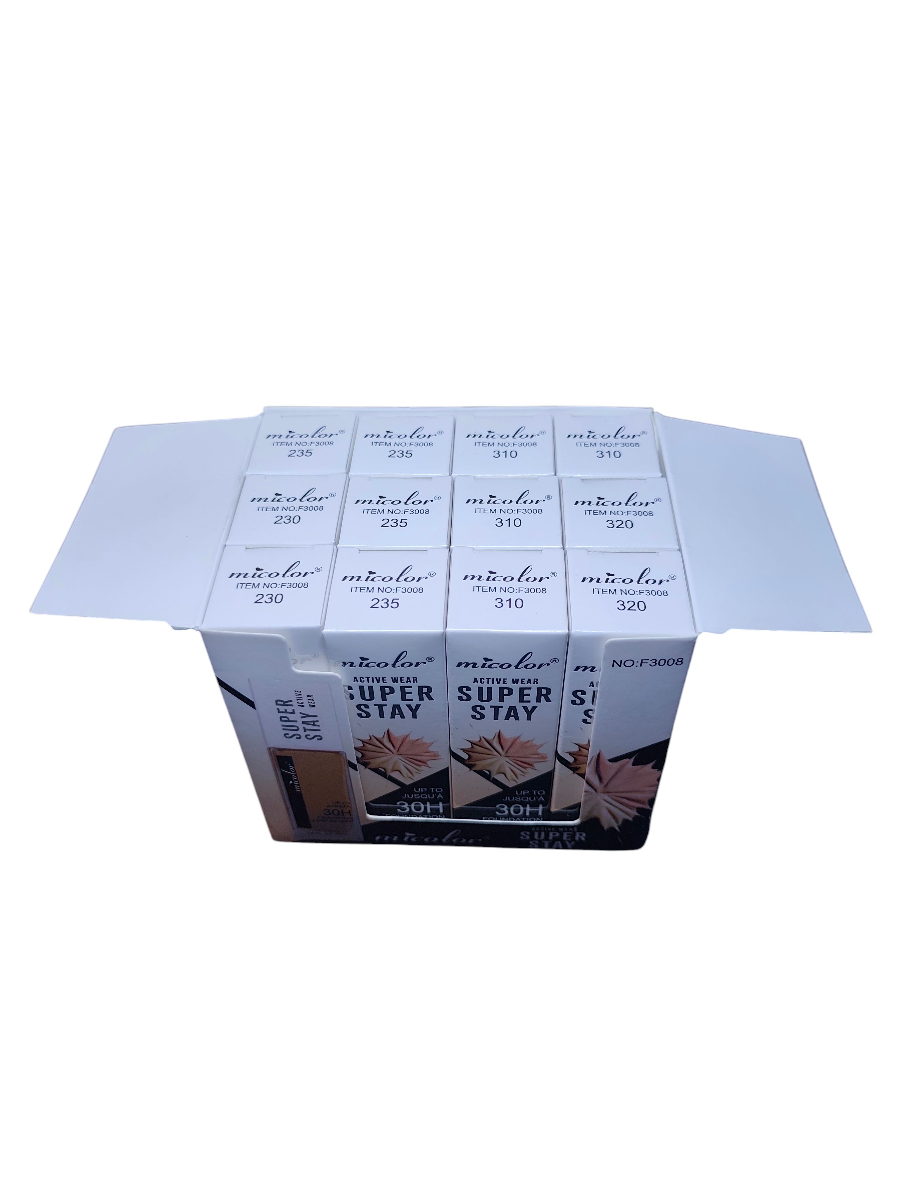 Micolor Active Wear Super Stay 30H Foundation, long-lasting full coverage liquid makeup for women, lightweight oil-free flawless finish, available in multiple shades, perfect beauty gift and professio