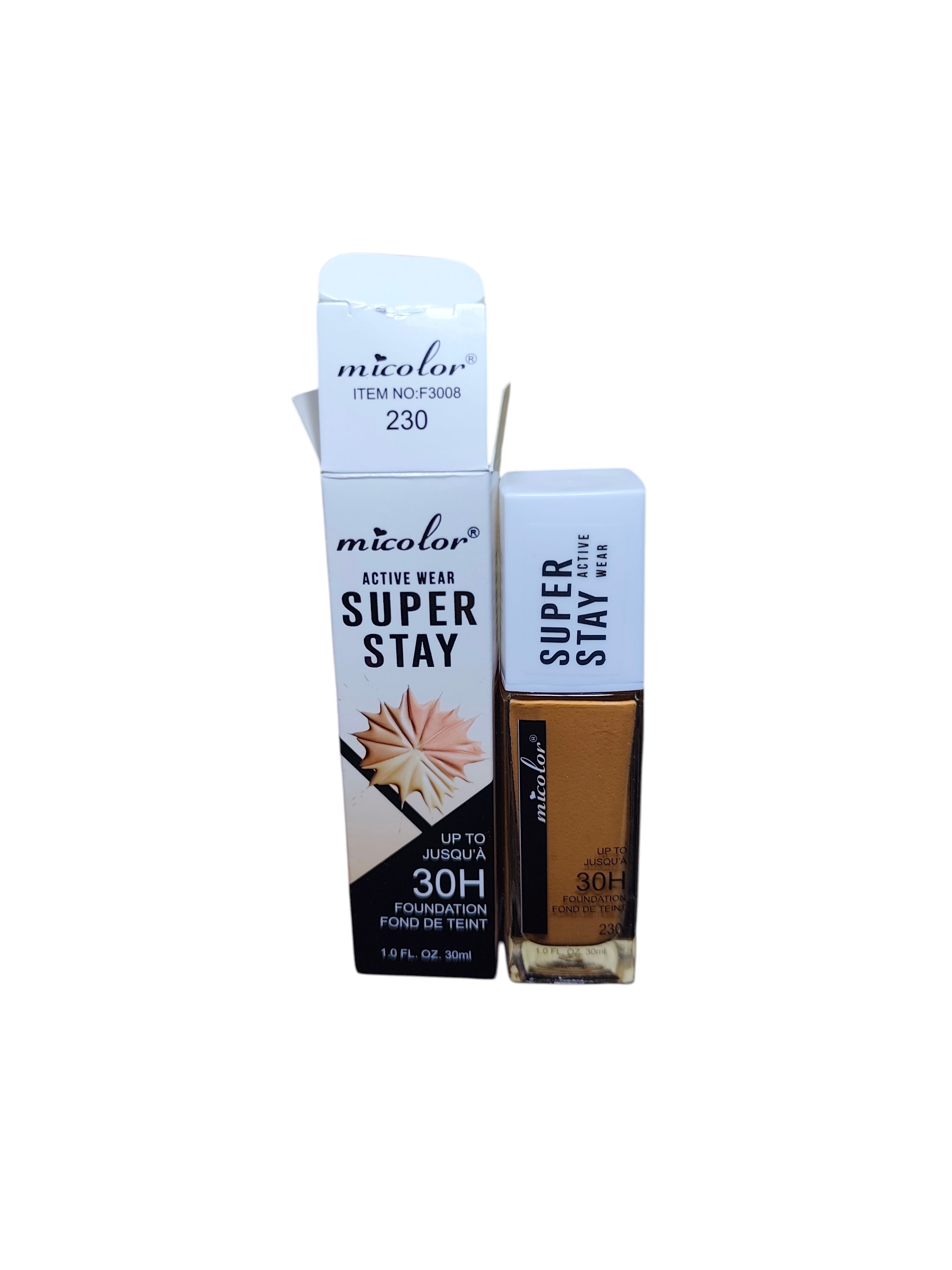 Micolor Active Wear Super Stay 30H Foundation, long-lasting full coverage liquid makeup for women, lightweight oil-free flawless finish, available in multiple shades, perfect beauty gift and professio