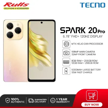 Tecno Spark 20 Smartphone 256GB ROM +8GB RAM 6.6" 50MP+32MP selfie Camera 5000mAh battery 18W Fast-charging Fingerprint Unlock Android 13 Smart phone