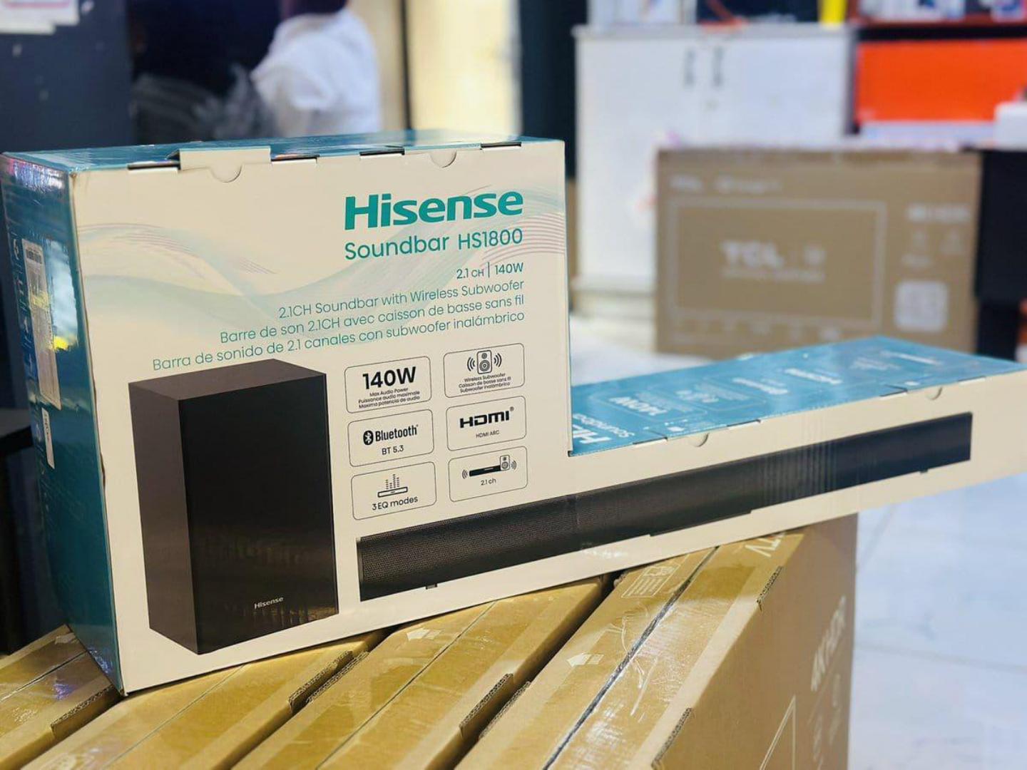 HISENSE Sound Bar 140Watts HS1800 WITH WIRELESS SUBWOOFER.