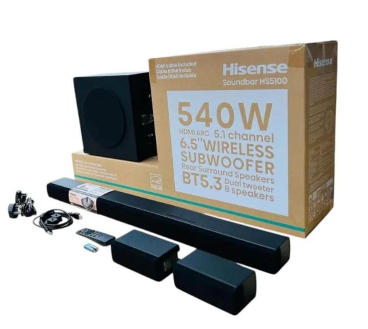 HISENSE HS5100 SOUNDBAR 5.1 CHANNEL SOUNDBAR 540W DTS WITH WIRELESS SUBWOOFER-1 YEAR WARRANTY