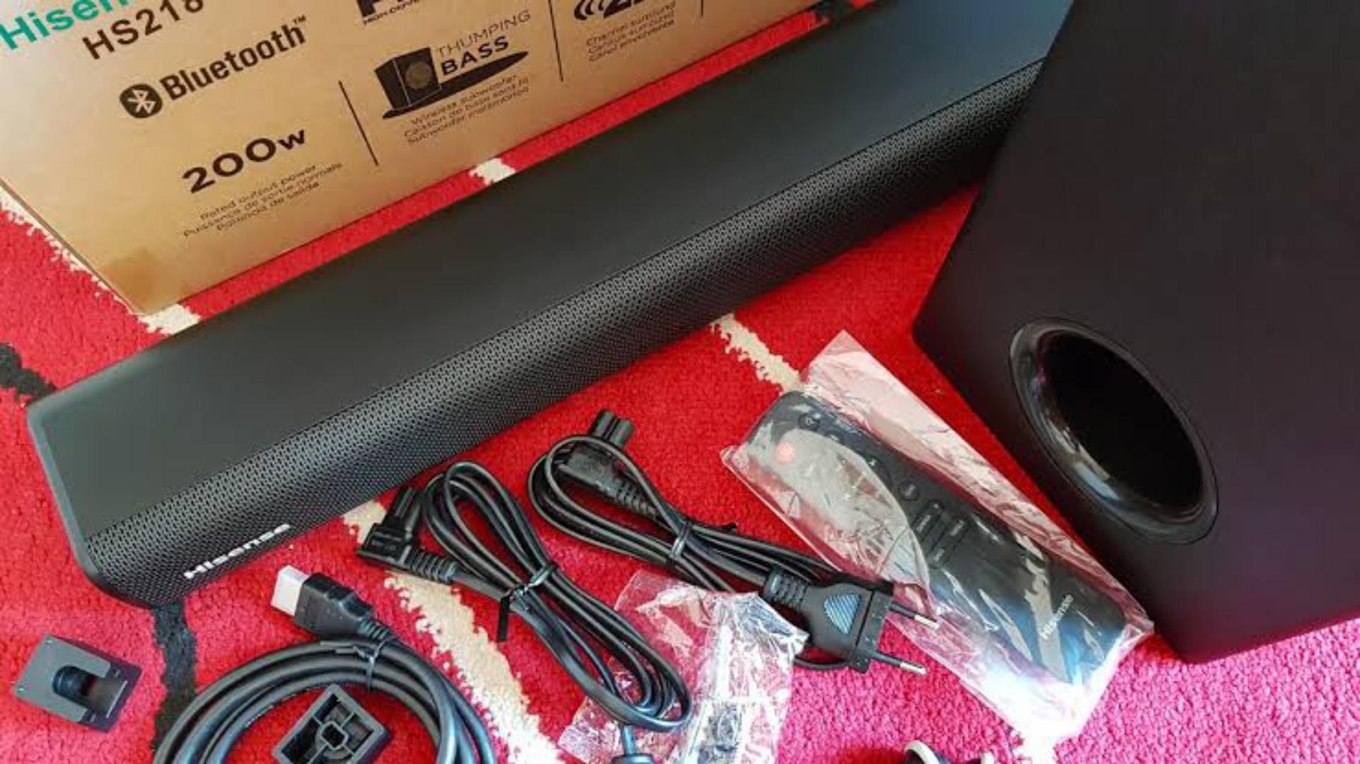 Hisense (HS218) 2.1CH 200W Output Sound Bar With Wireless Subwoofer,Dolby Audio,Bluetooth,HDMI