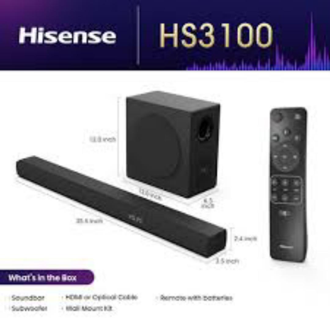 HISENSE HS3100 480W 3.1CH BLUETOOTH,DOLBY AUDIO,DTS CHANNEL WITH WIRELESS SUBWOOFER-1 YEAR WARRANTY