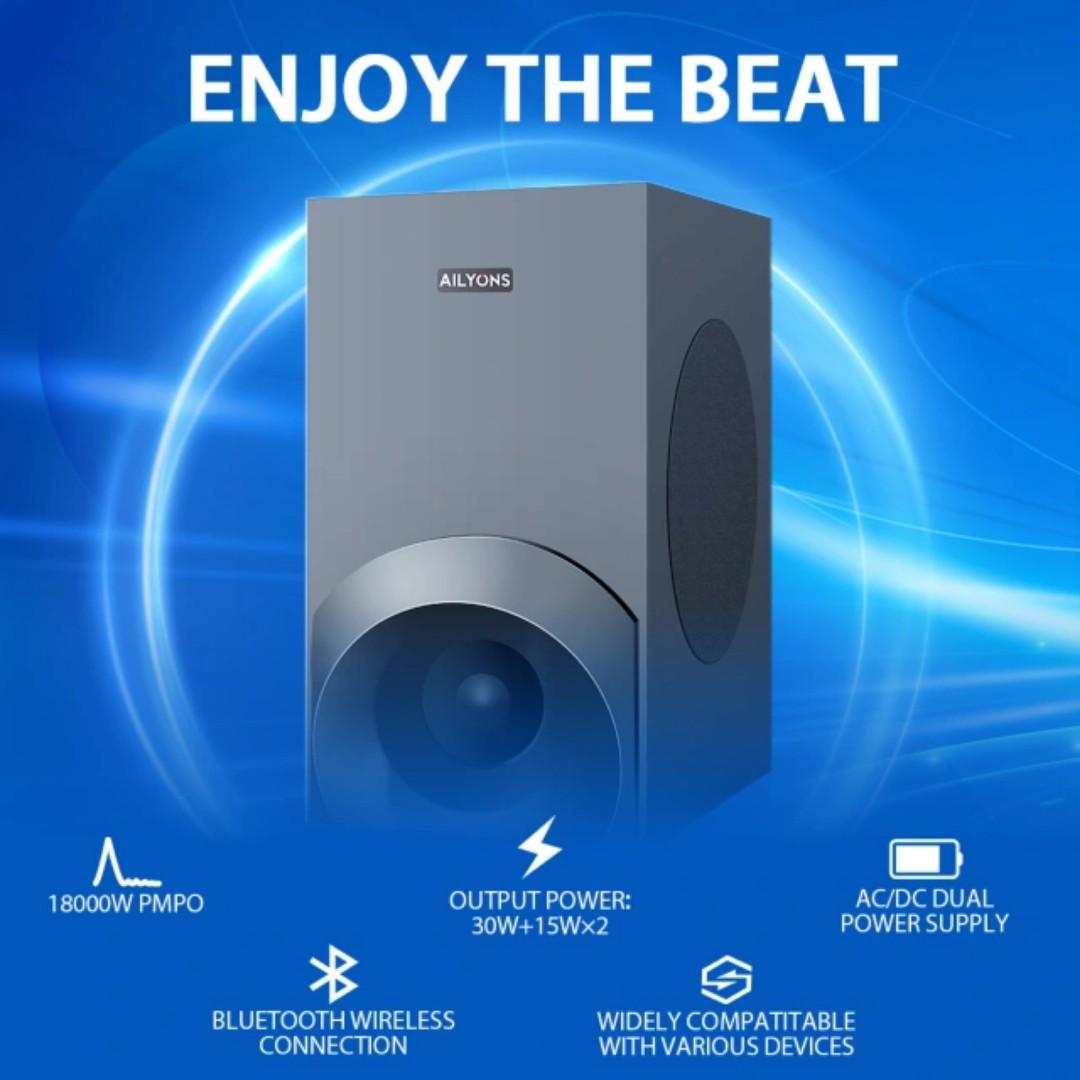 AILYONS SB501K 2.1CH Speaker System Woofer Sound Bar Subwoofer Soundbar Multimedia 18000W PMPO