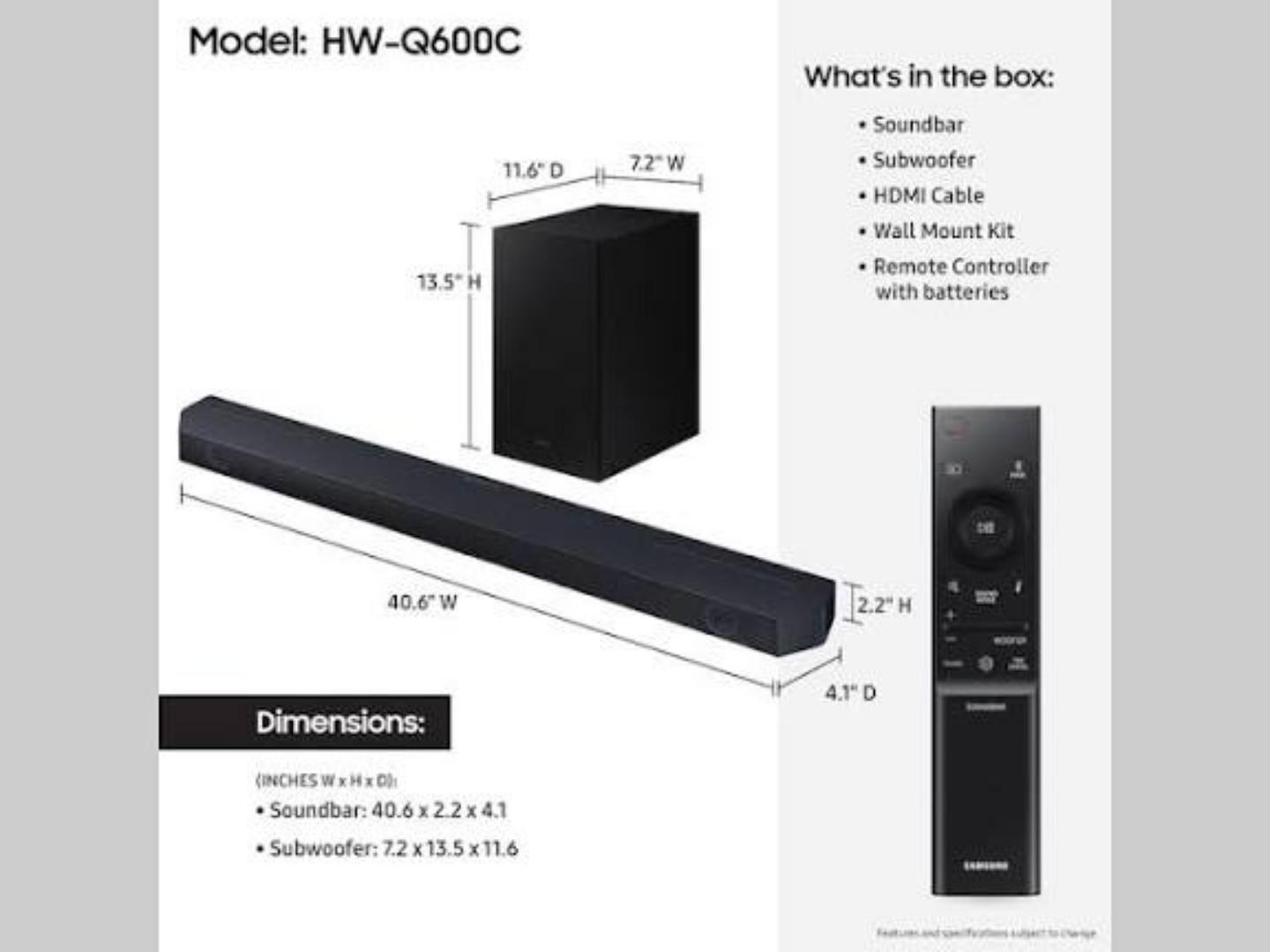 Samsung HW-Q600C 360W  3.1.2CH Dolby Atmos Soundbar
-1 year warranty