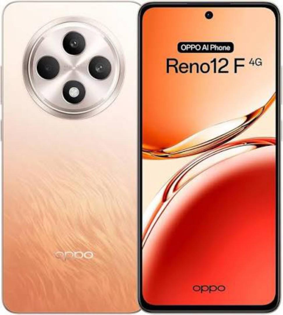 Oppo Reno 12F 4G Key Features RAM: 8GB Storage: 256GB OS: Android 14 ,SMARTPHONES , ColorOS 14 Camera: 50MP + 8MP + 2MP Selfie: 32MP Display: 6.67 inch, AMOLED,120Hz Processor:  smart phone