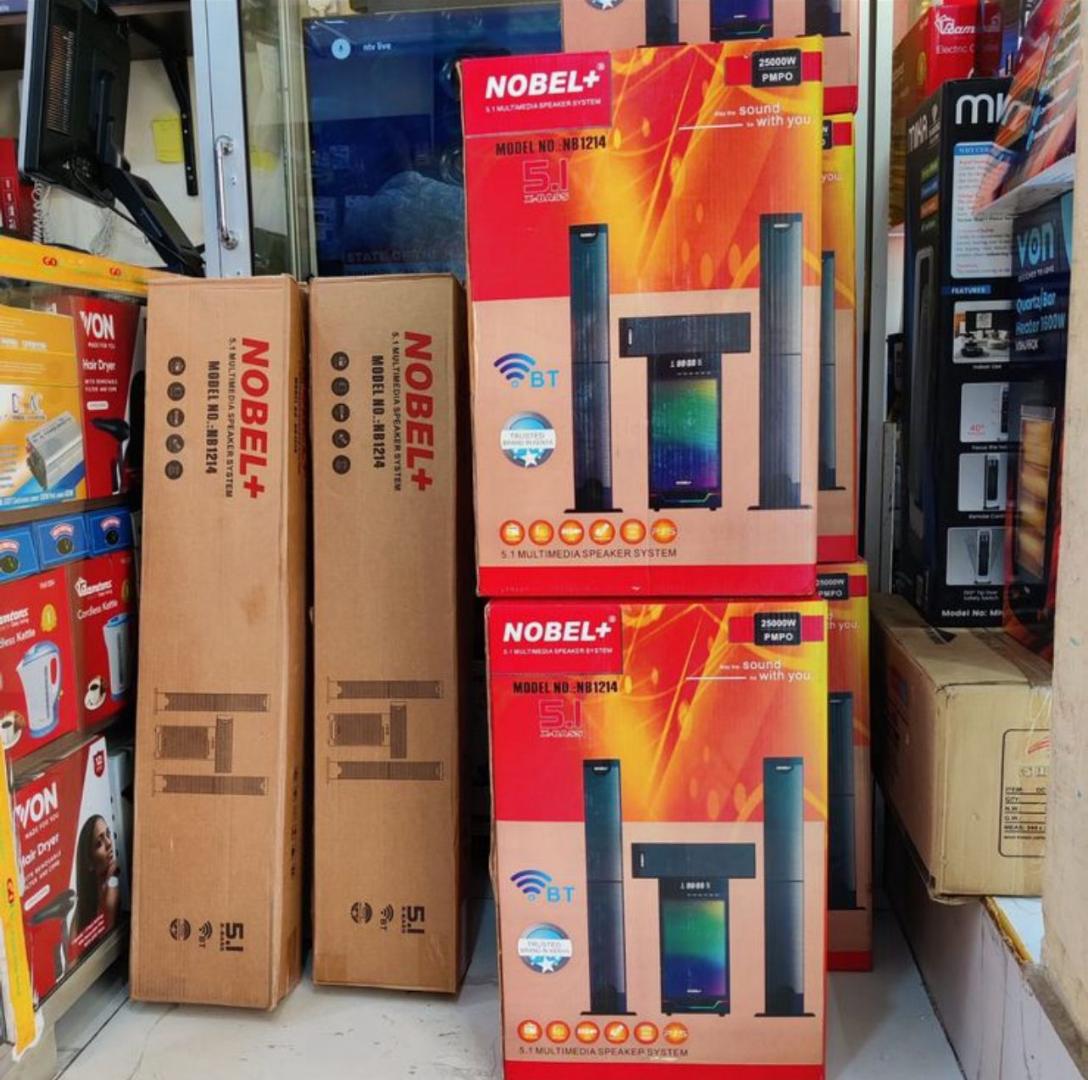 Nobel NB-1214 5.1CH 25000W HIGH TECH MULTIMEDIA SOUND SYSTEM BT/FM/USB/AUX-1 year warranty.