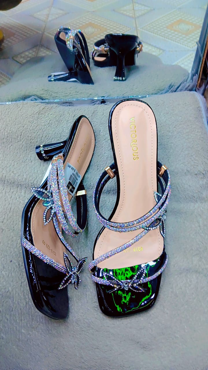 Women's Victorious✨✨✨✨ Sex Open Hills⚡🔥High Heel With Butterfly 🦋 Deco Open Toe, Beautiful Sparkling Stiletto, Ideal For Wedges..💞💞💯
