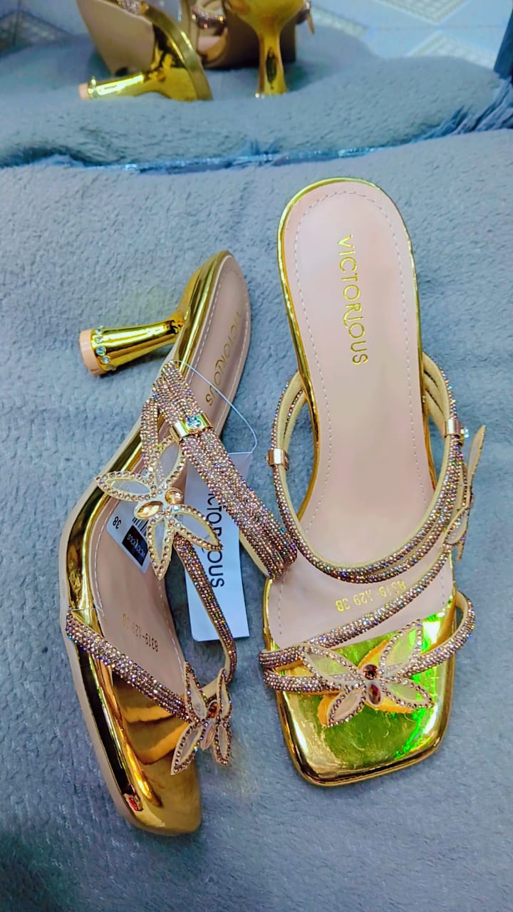 Women's Victorious✨✨✨✨ Sex Open Hills⚡🔥High Heel With Butterfly 🦋 Deco Open Toe, Beautiful Sparkling Stiletto, Ideal For Wedges..💞💞💯