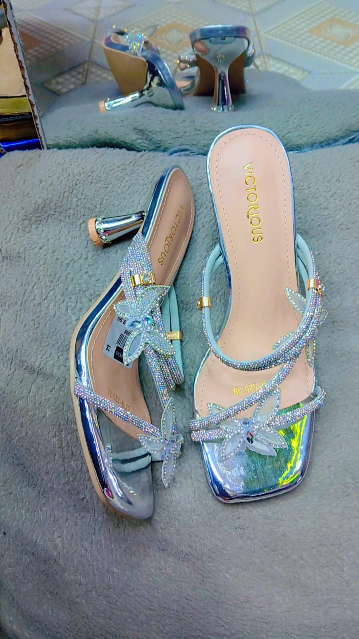 Women's Victorious✨✨✨✨ Sex Open Hills⚡🔥High Heel With Butterfly 🦋 Deco Open Toe, Beautiful Sparkling Stiletto, Ideal For Wedges..💞💞💯