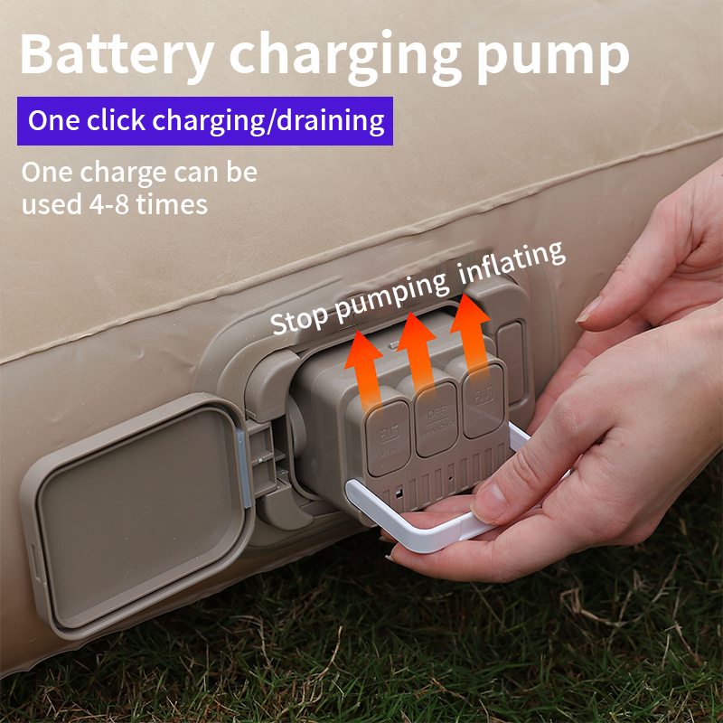 Airbed, automatic inflatable mattress, PVC value velvet, built-in pump, thickened, durable, portable folding air bed