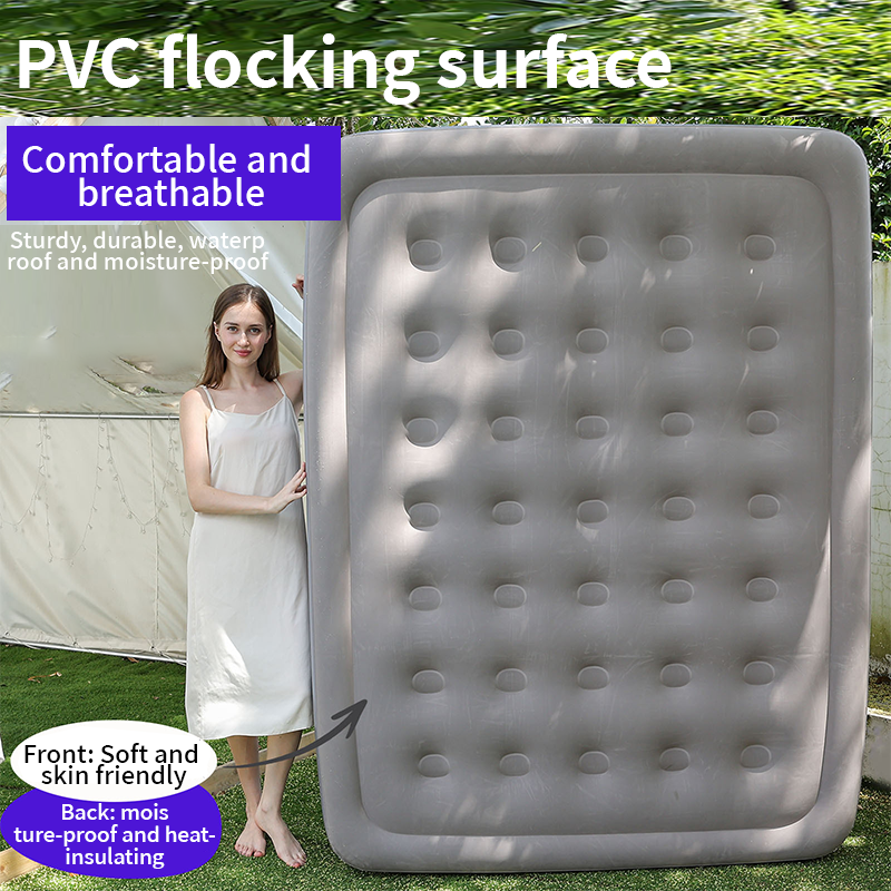 Airbed, automatic inflatable mattress, PVC value velvet, built-in pump, thickened, durable, portable folding air bed