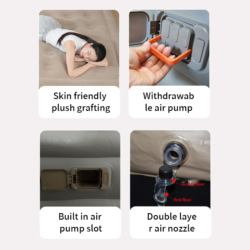 Airbed, automatic inflatable mattress, PVC value velvet, built-in pump, thickened, durable, portable folding air bed