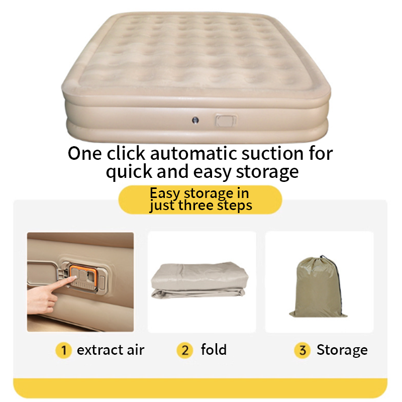 Airbed, automatic inflatable mattress, PVC value velvet, built-in pump, thickened, durable, portable folding air bed