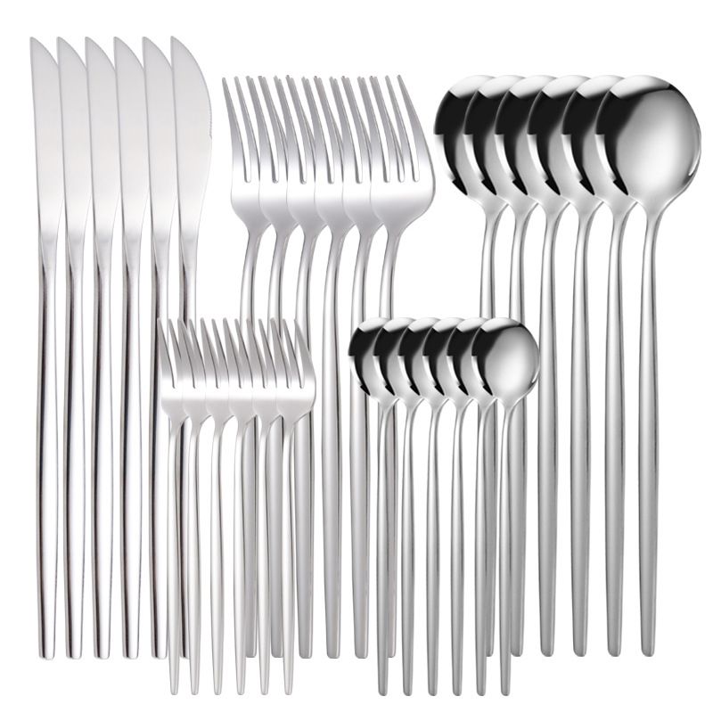 30Pcs High Quality Stainless Steel Cutlery Set Spoon, Knilte, Fork Slver/Gold