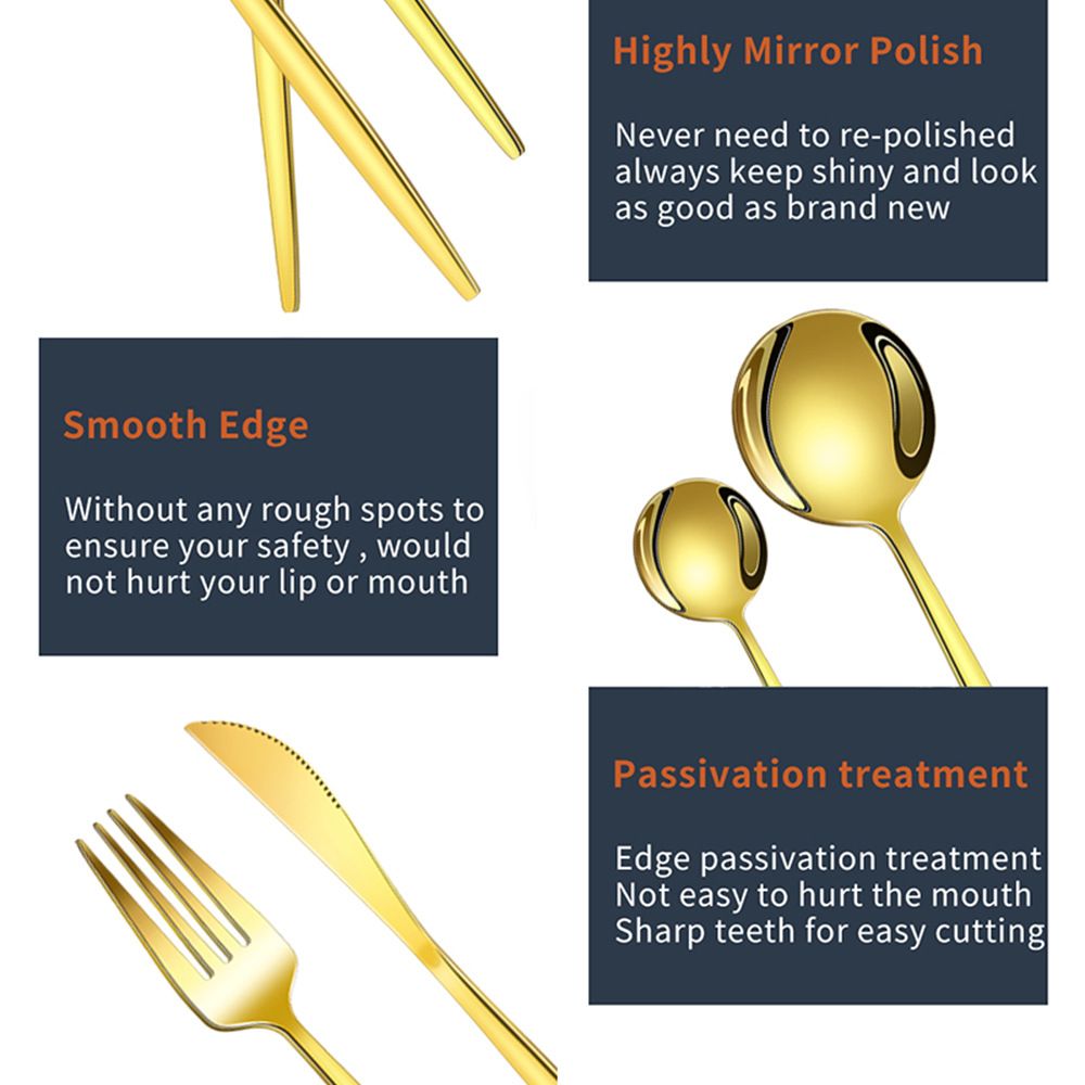 30Pcs High Quality Stainless Steel Cutlery Set Spoon, Knilte, Fork Slver/Gold
