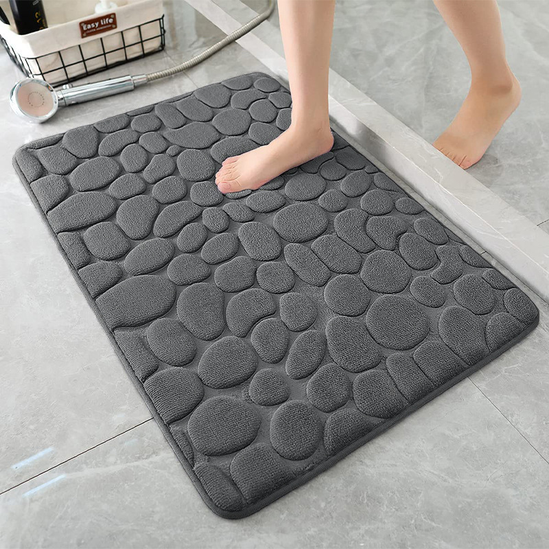 Pebbles floor mats, memory foam toilets, bathrooms, absorbent door mats, anti-slip mats, carpets