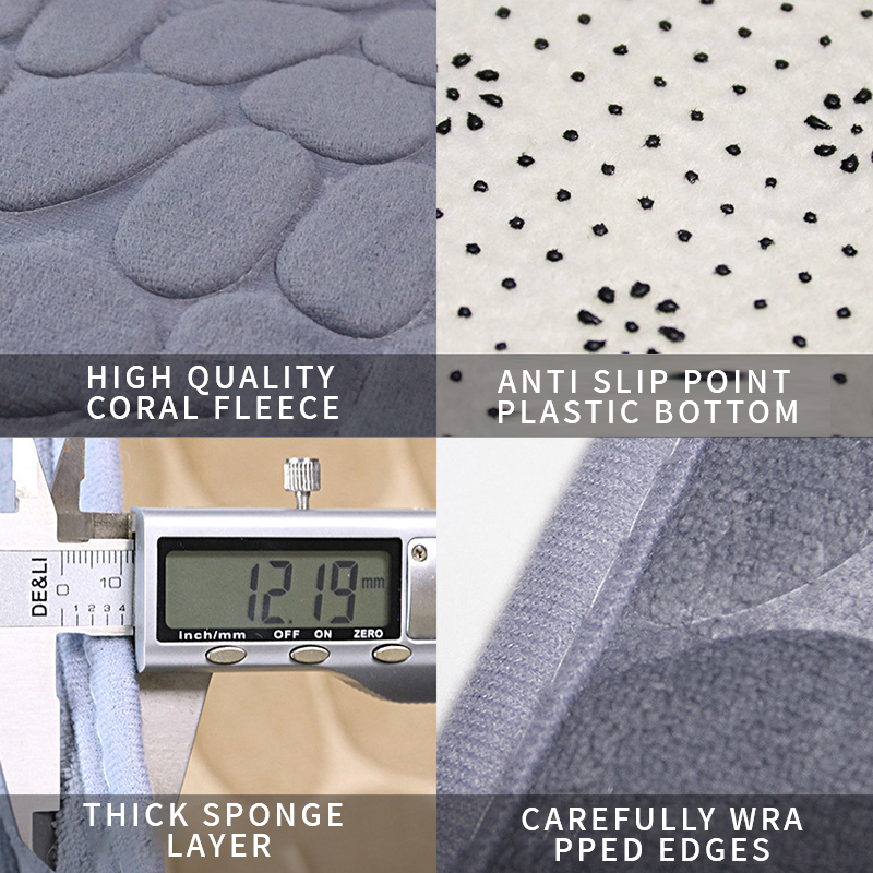 Pebbles floor mats, memory foam toilets, bathrooms, absorbent door mats, anti-slip mats, carpets