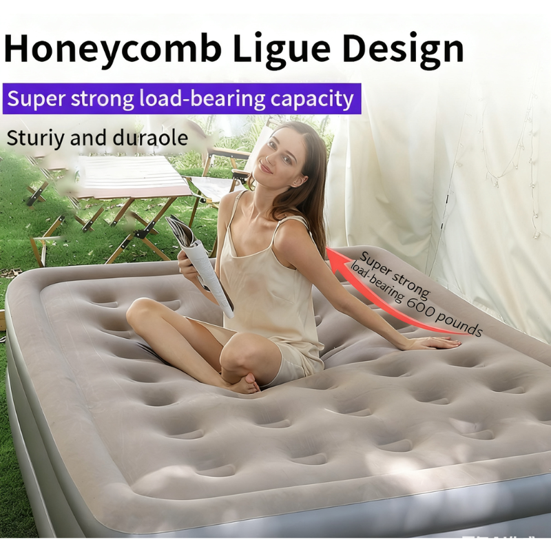 Airbed, automatic inflatable mattress, PVC value velvet, built-in pump, thickened, durable, portable folding air bed