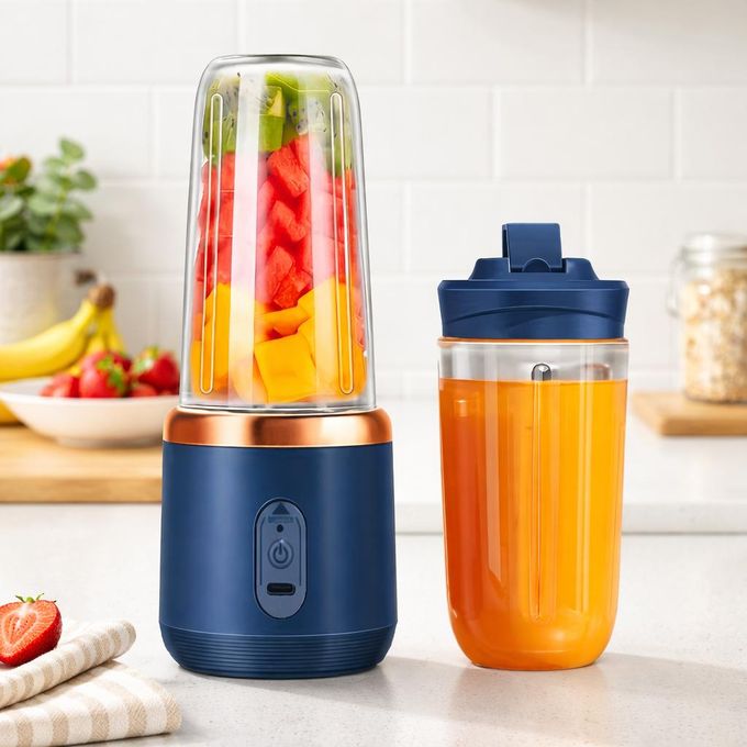 Personal Blender for Shakes & Smoothies, 400ml – 2 To-Go Portable Cups & Lids, Easy Clean, High-Speed Mixer for Juices, Kitchen, Baby Food – Powerful Motor, Safe Double Tap