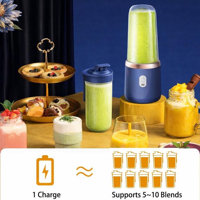 Personal Blender for Shakes & Smoothies, 400ml – 2 To-Go Portable Cups & Lids, Easy Clean, High-Speed Mixer for Juices, Kitchen, Baby Food – Powerful Motor, Safe Double Tap