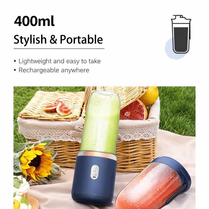 Personal Blender for Shakes & Smoothies, 400ml – 2 To-Go Portable Cups & Lids, Easy Clean, High-Speed Mixer for Juices, Kitchen, Baby Food – Powerful Motor, Safe Double Tap