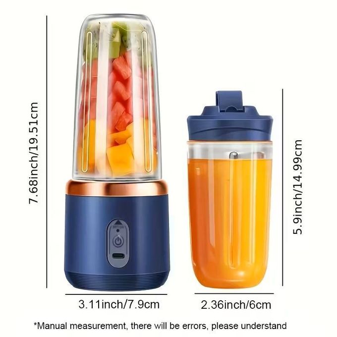 Personal Blender for Shakes & Smoothies, 400ml – 2 To-Go Portable Cups & Lids, Easy Clean, High-Speed Mixer for Juices, Kitchen, Baby Food – Powerful Motor, Safe Double Tap