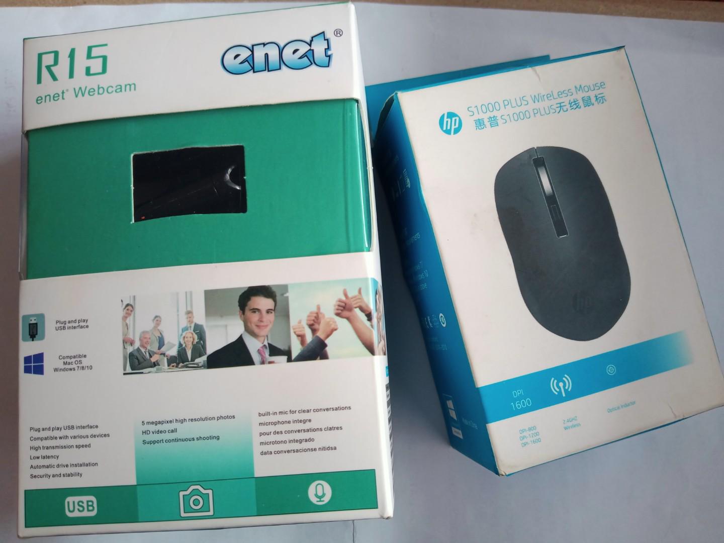 Professional Laptop Accessory Bundle – Enet R15 Webcam + HP Wireless Mouse (GIFT)
