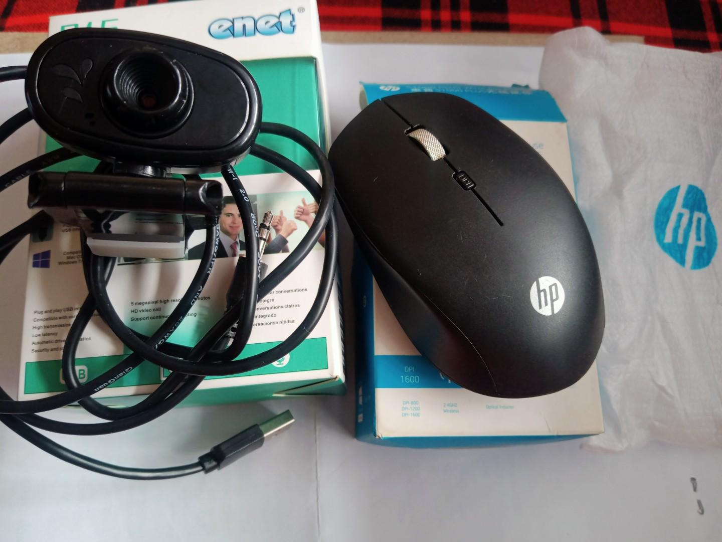 Professional Laptop Accessory Bundle – Enet R15 Webcam + HP Wireless Mouse (GIFT)